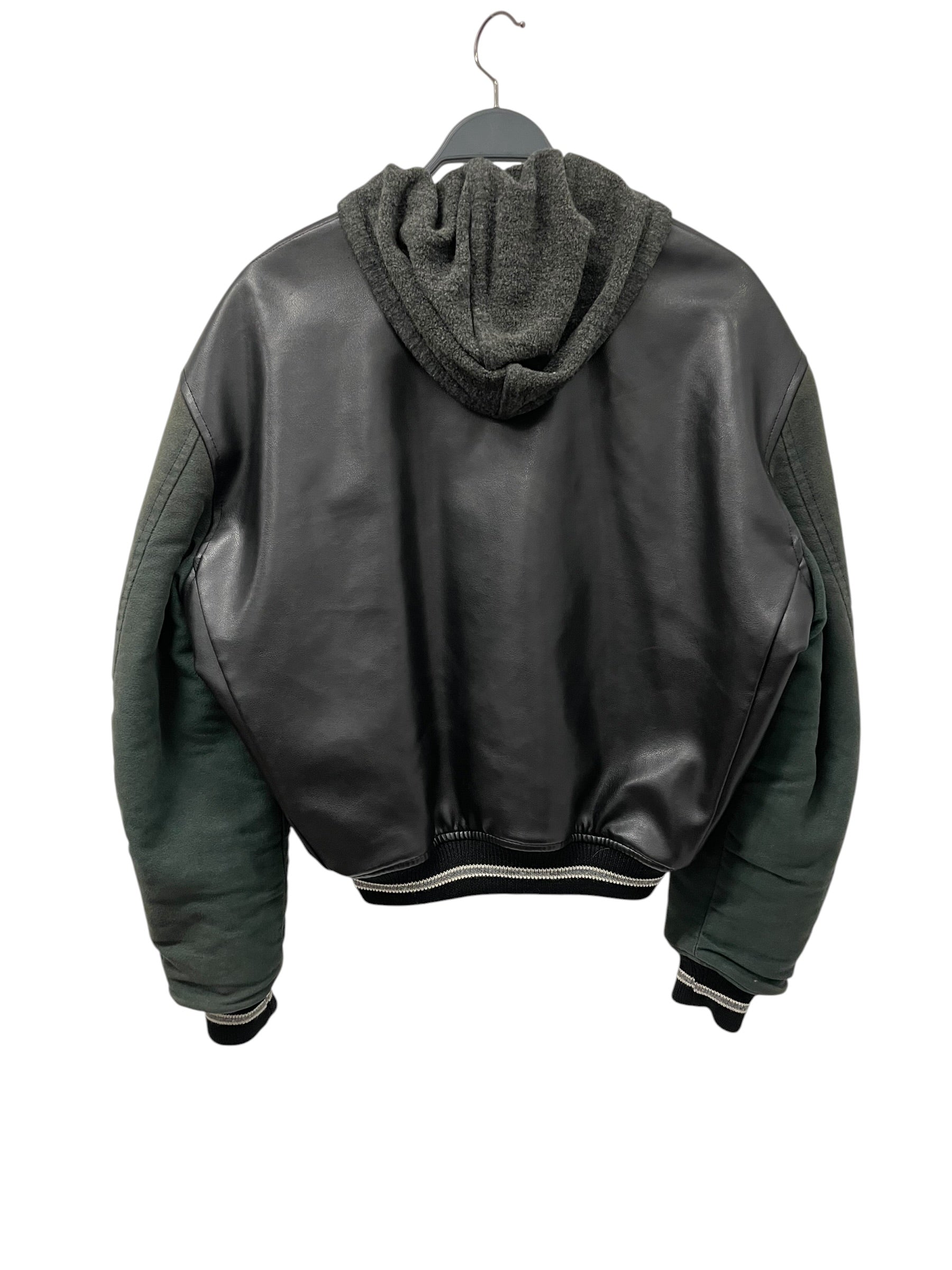 JUNIOR GAULTIER/Puffer Jkt/50/Leather/BLK/Stripe/LEATHER HOODED BOMBER view 2