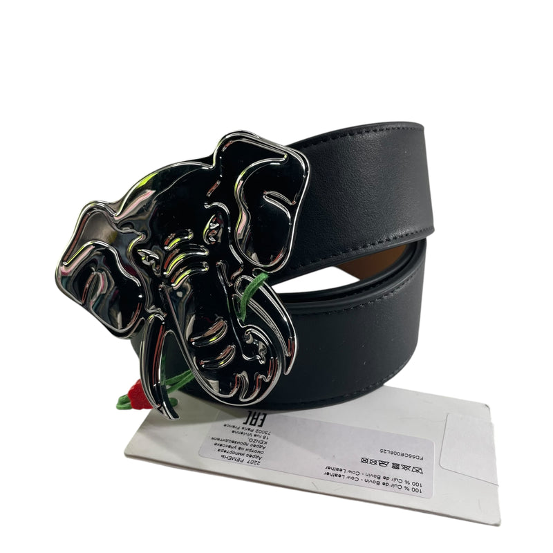 KENZO/Belt/Leather/BLK/SILVER ELEPHANT