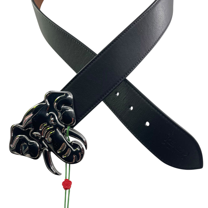 KENZO/Belt/Leather/BLK/SILVER ELEPHANT