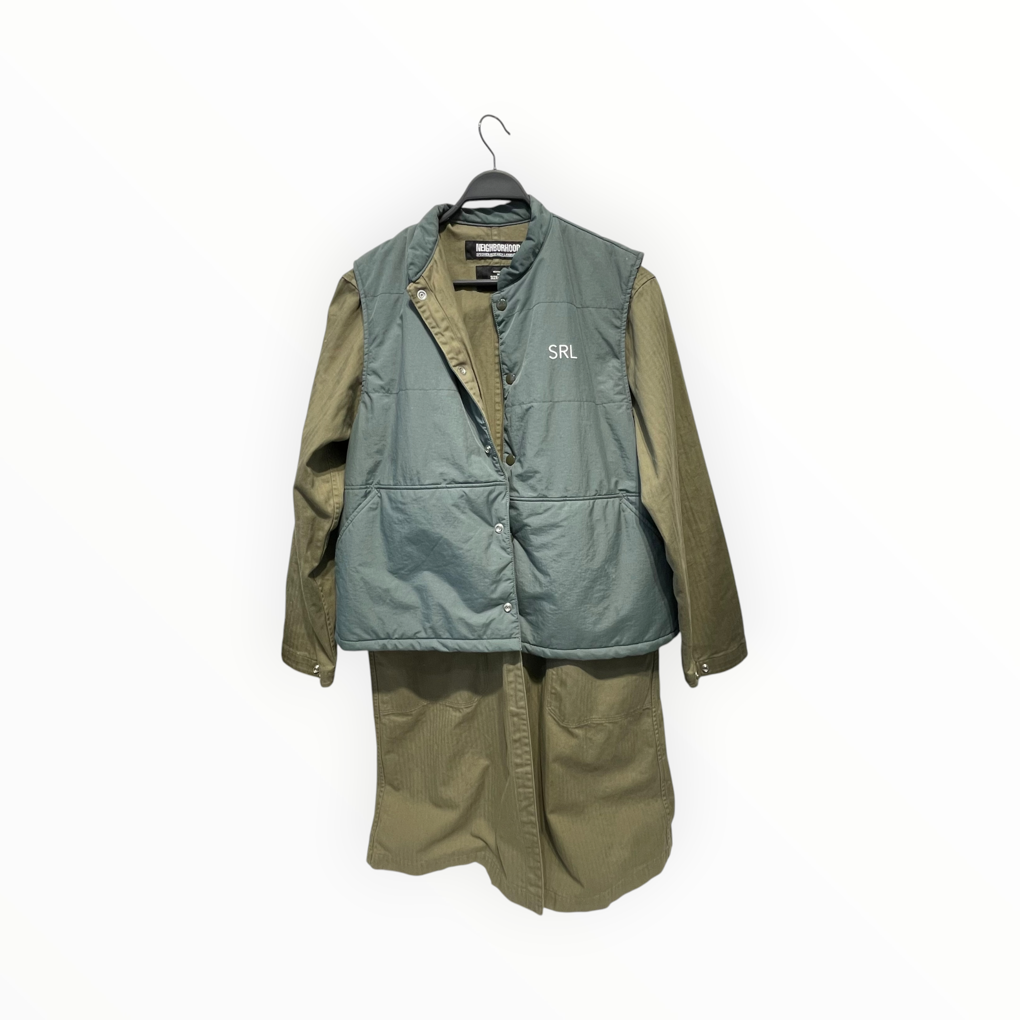NEIGHBORHOOD/Jacket/L/Cotton/GRN/VEST/COAT HYBRID JACKET view 1
