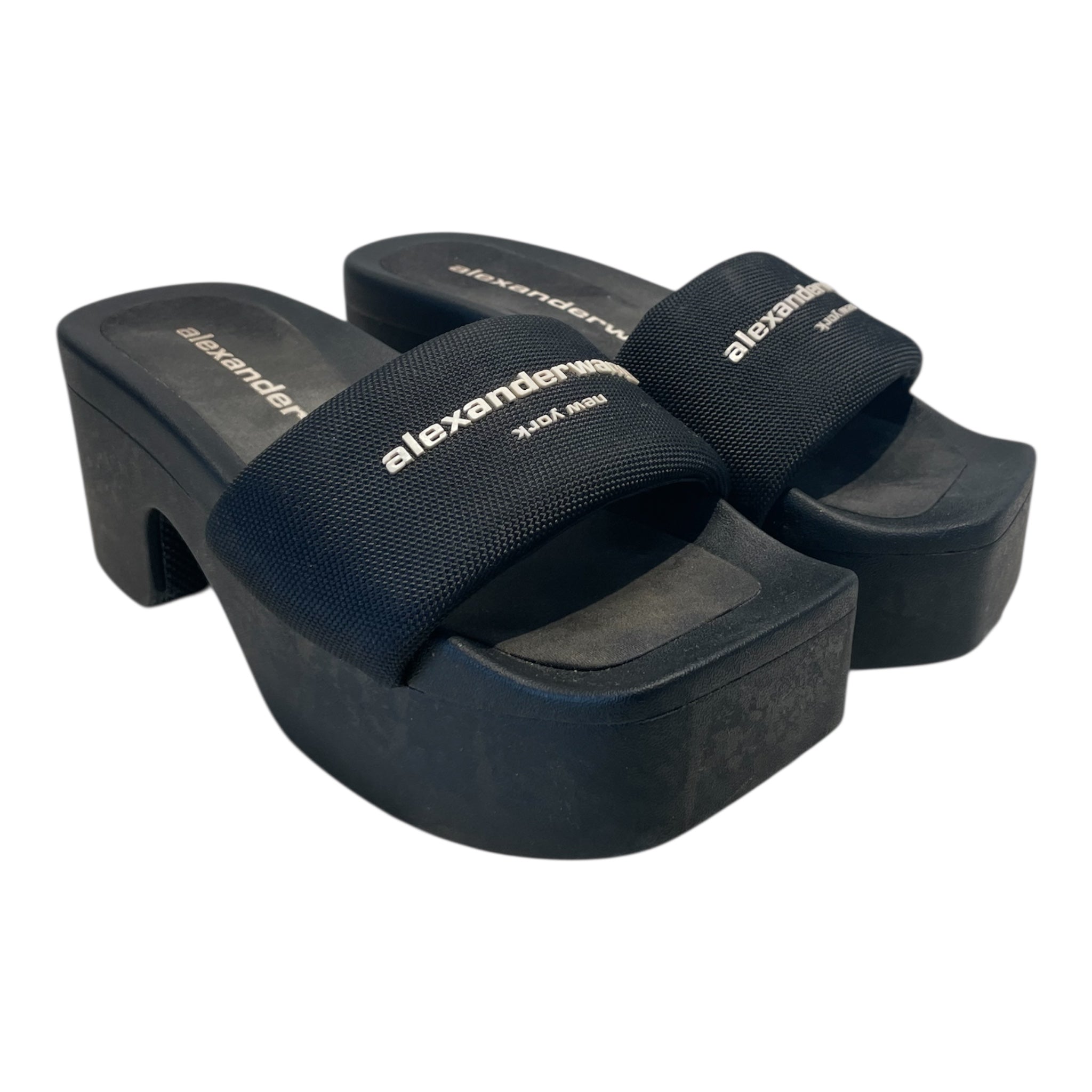 Alexander Wang/Sandals/US 9/BLK/LOGO PLATFORM SLIDES view 1