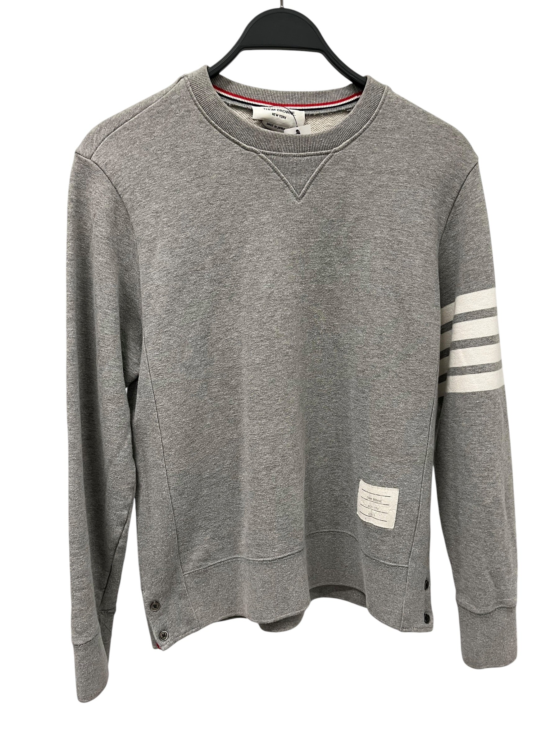 THOM BROWNE. NEW YORK/Sweater/Cotton/GRY/BUTTONS AT WAIST view 1