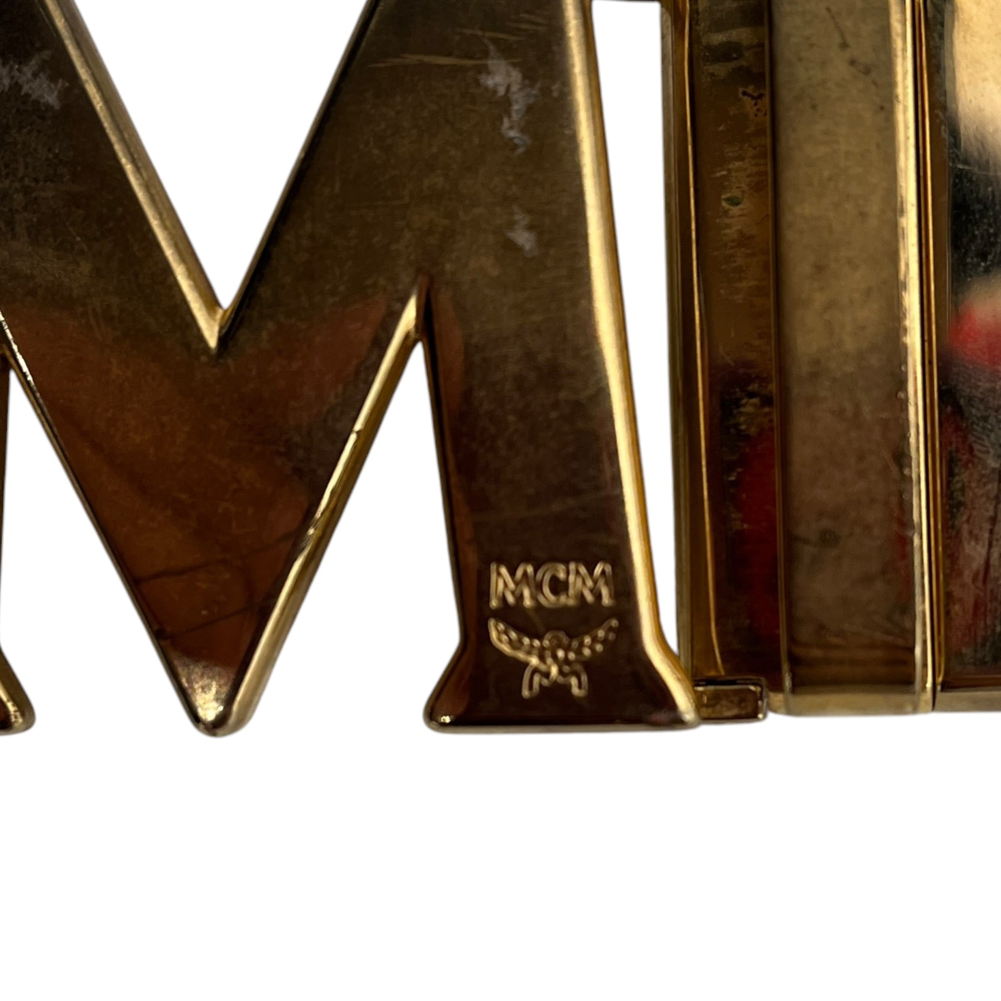 MCM/Belt/Monogram/Leather/WHT/M's/gold buckle view 3