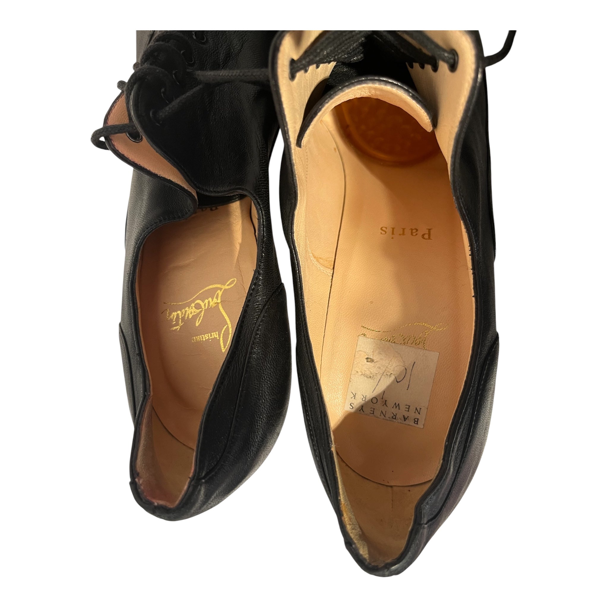 Christian Louboutin/Heels/US 8.5/Leather/BLK/peep toe lace up heels view 3