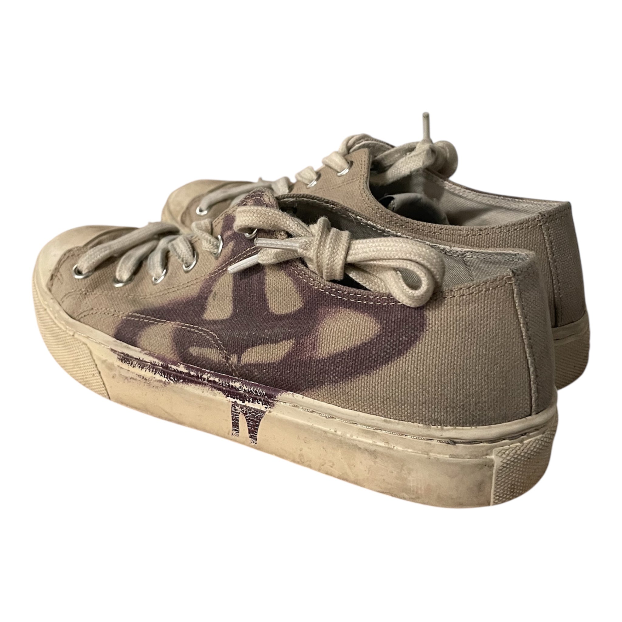 Vivienne Westwood/Low-Sneakers/Graphic/Cotton/BEG/PURPLE SPRAYPAINT view 2