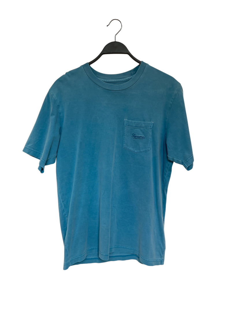 Supreme/T-Shirt/M/Cotton/BLU/POCK ON CHEST/PREME EMBRID