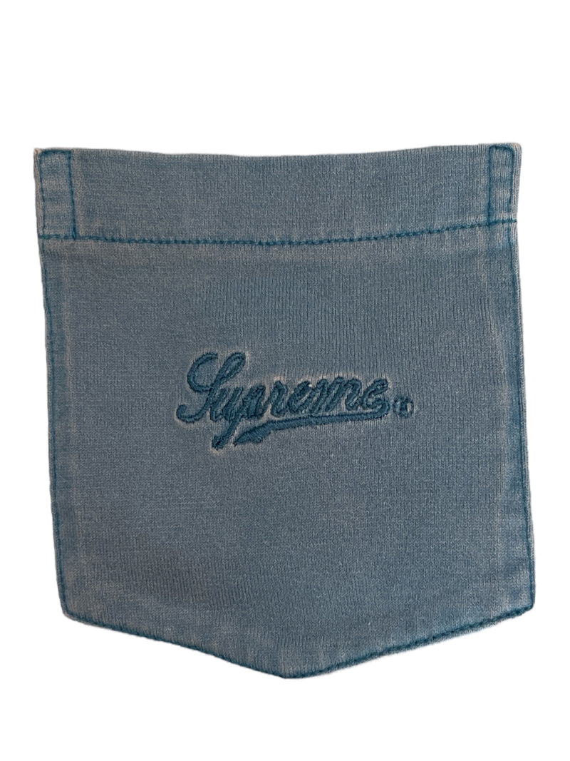 Supreme/T-Shirt/M/Cotton/BLU/POCK ON CHEST/PREME EMBRID