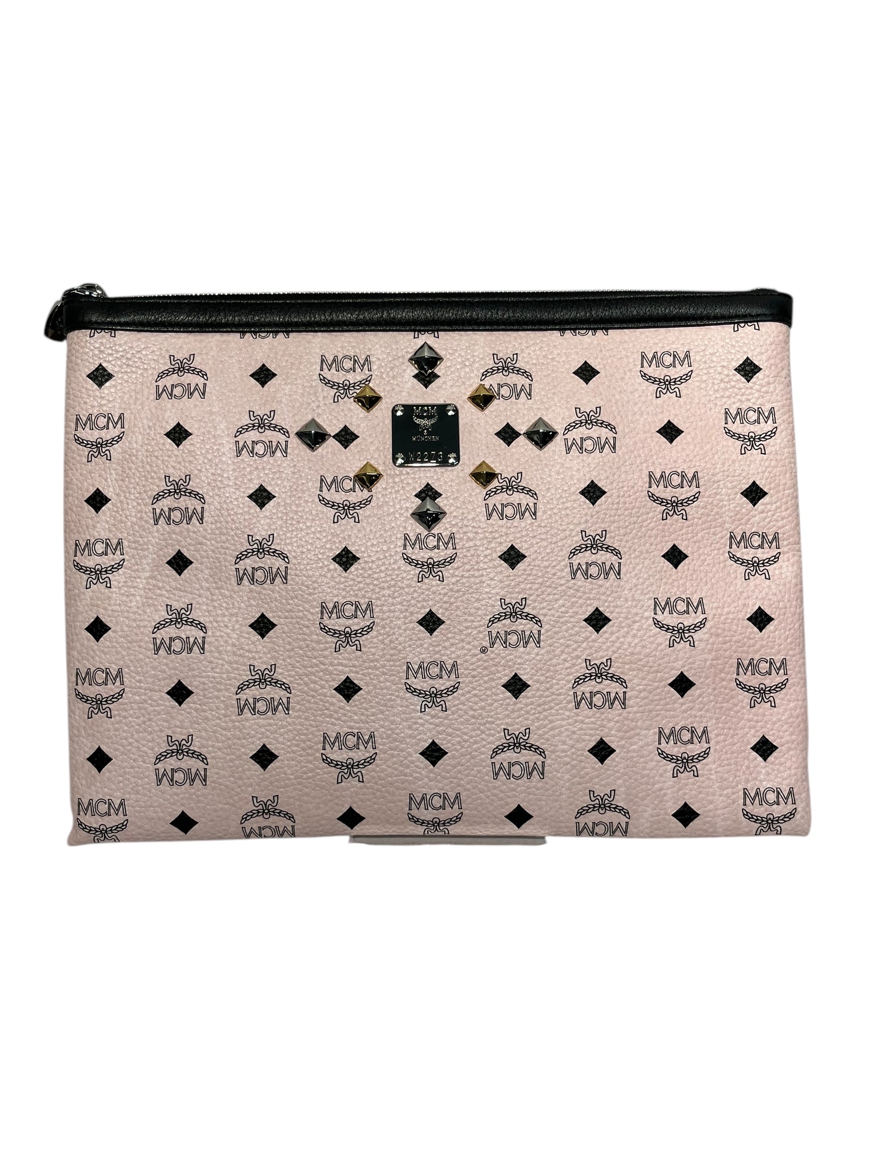 MCM/Pouch/Monogram/Leather/PNK/zipper pouch view 1