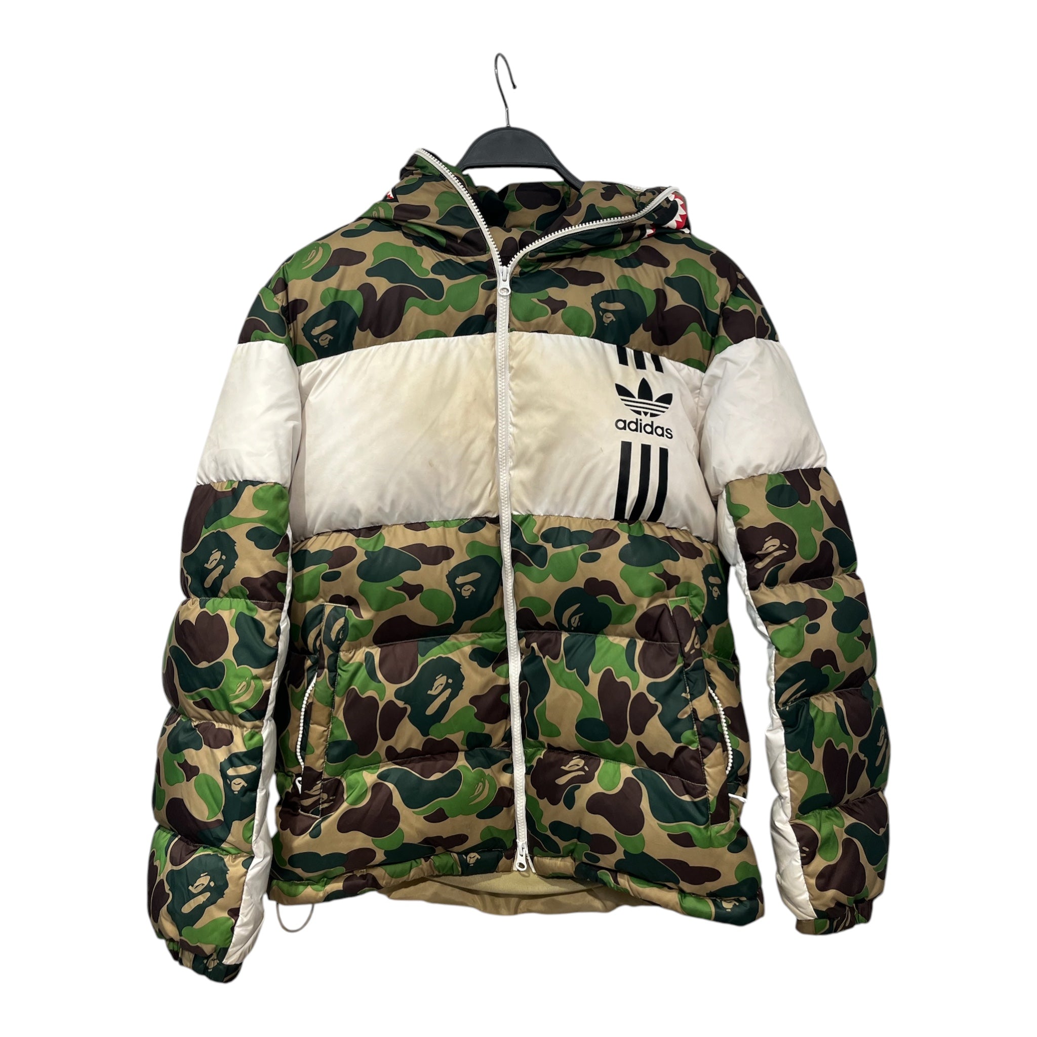 A BATHING APE/adidas/Puffer Jkt/S/Nylon/MLT/Camouflage/FULL ZIP COLLAB COAT view 1