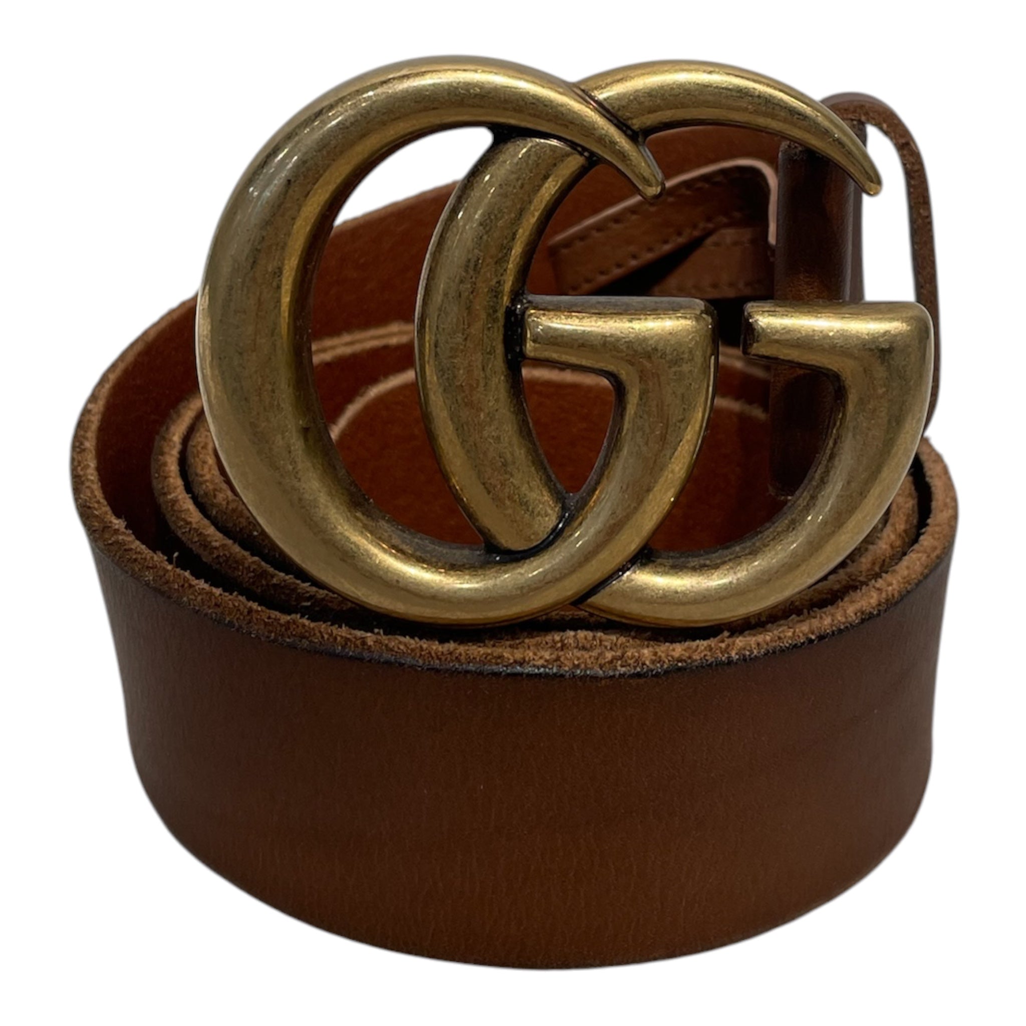 GUCCI/Belt/Leather/BRW/M's/GOLD BUCKLE view 1