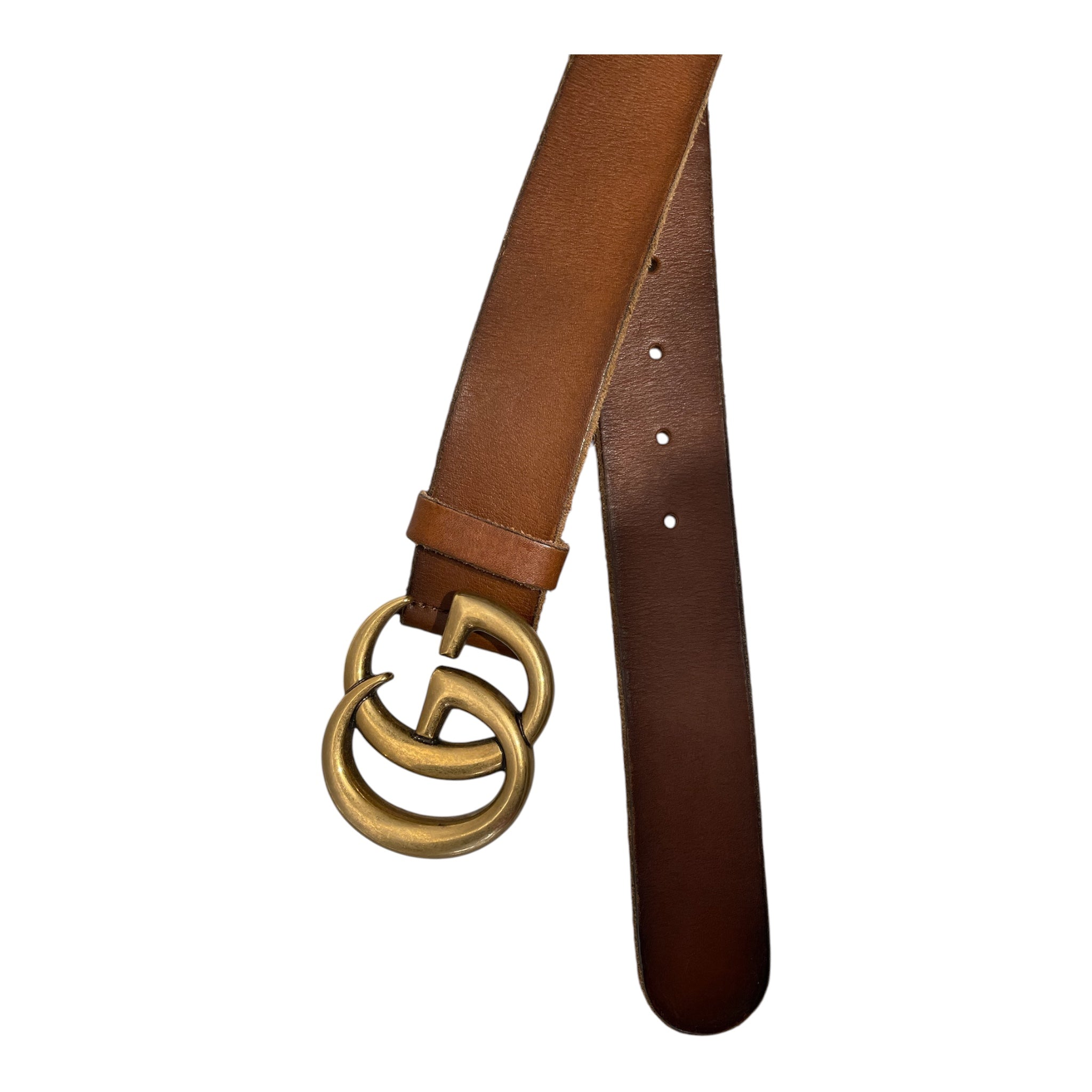 GUCCI/Belt/Leather/BRW/M's/GOLD BUCKLE view 2