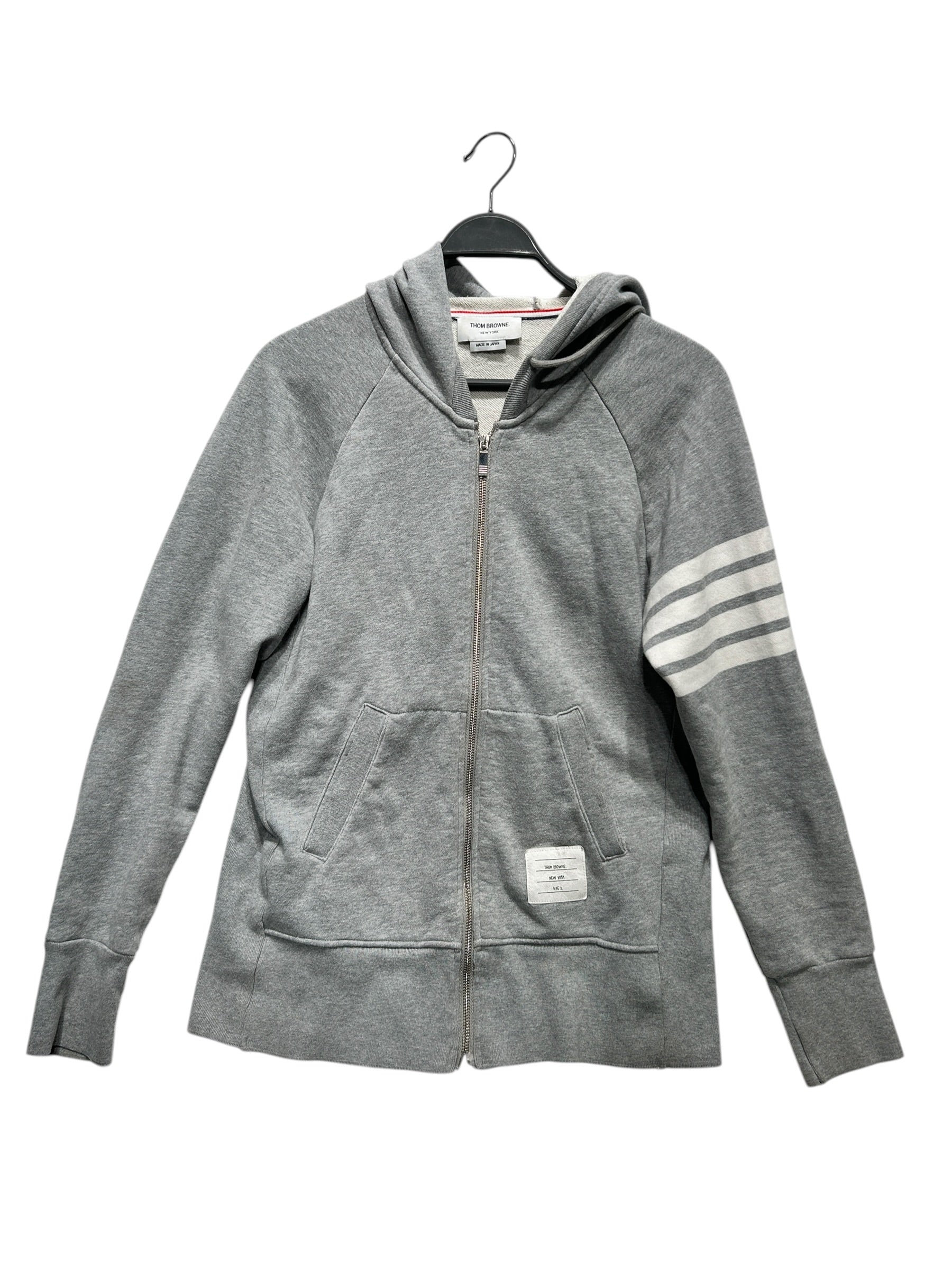 THOM BROWNE. NEW YORK/Zip Up Hoodie/3/Cotton/GRY/ view 1