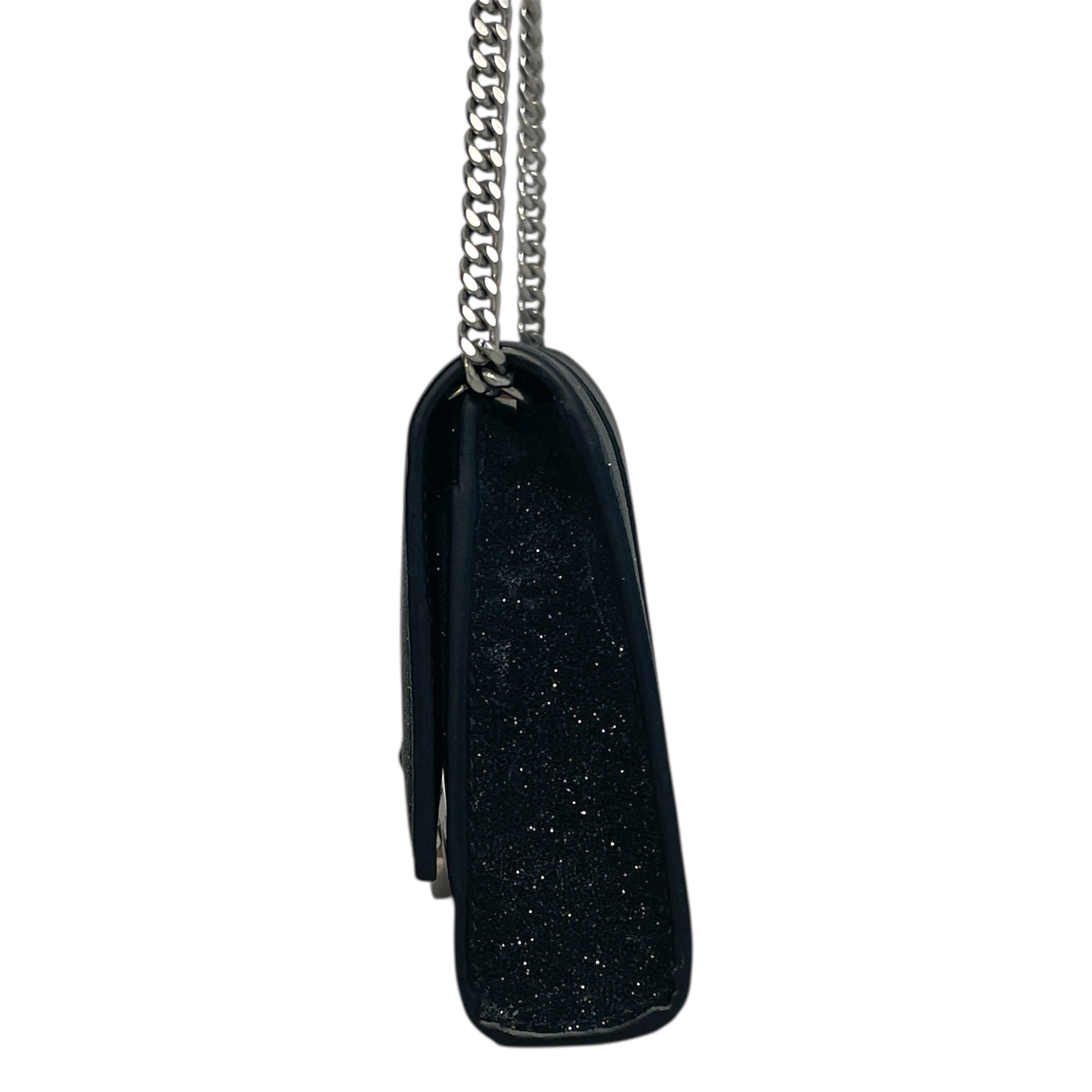BALENCIAGA/Cross Body Bag/Glitter/Leather/BLK/Hourglass Chain Wallet view 3