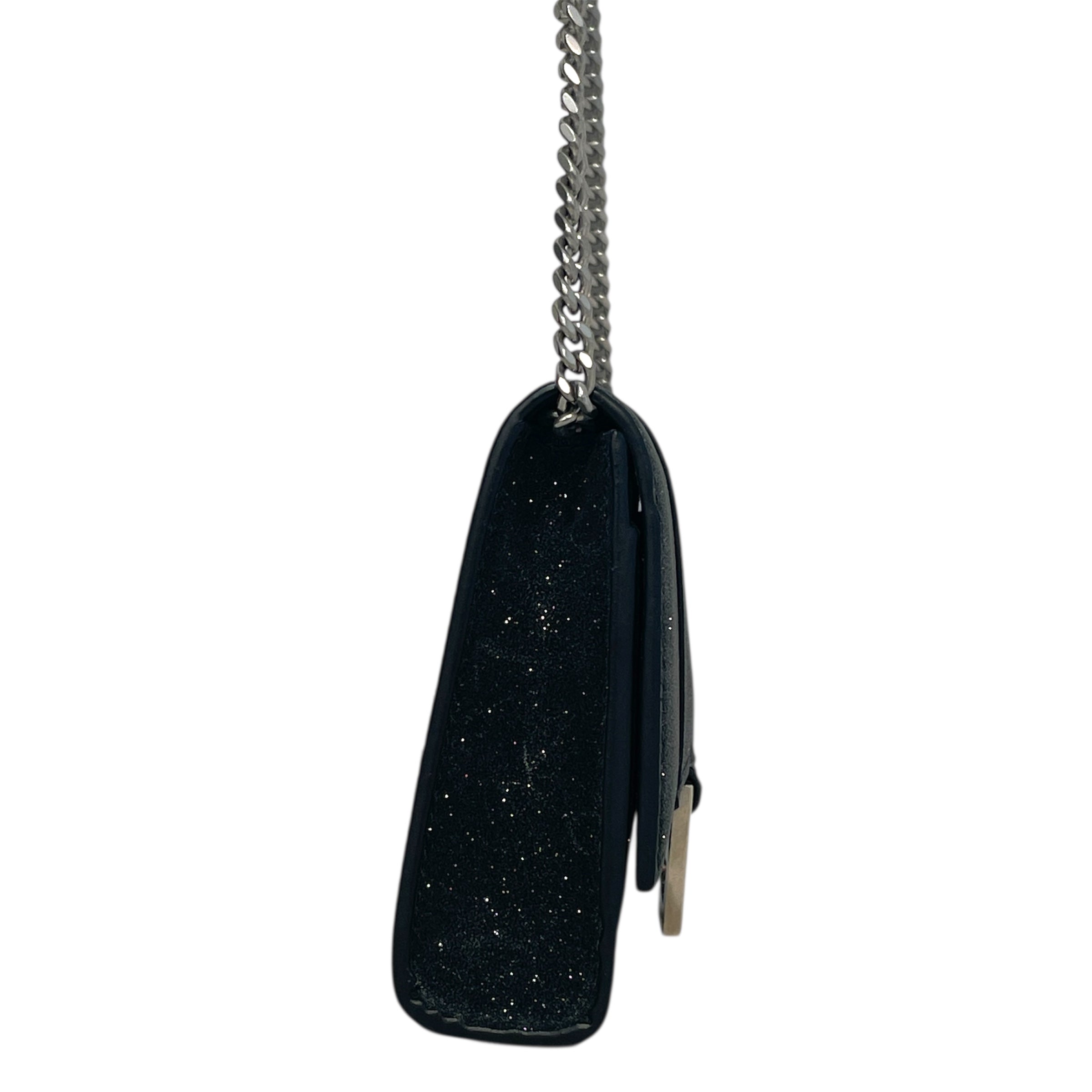 BALENCIAGA/Cross Body Bag/Glitter/Leather/BLK/Hourglass Chain Wallet view 5