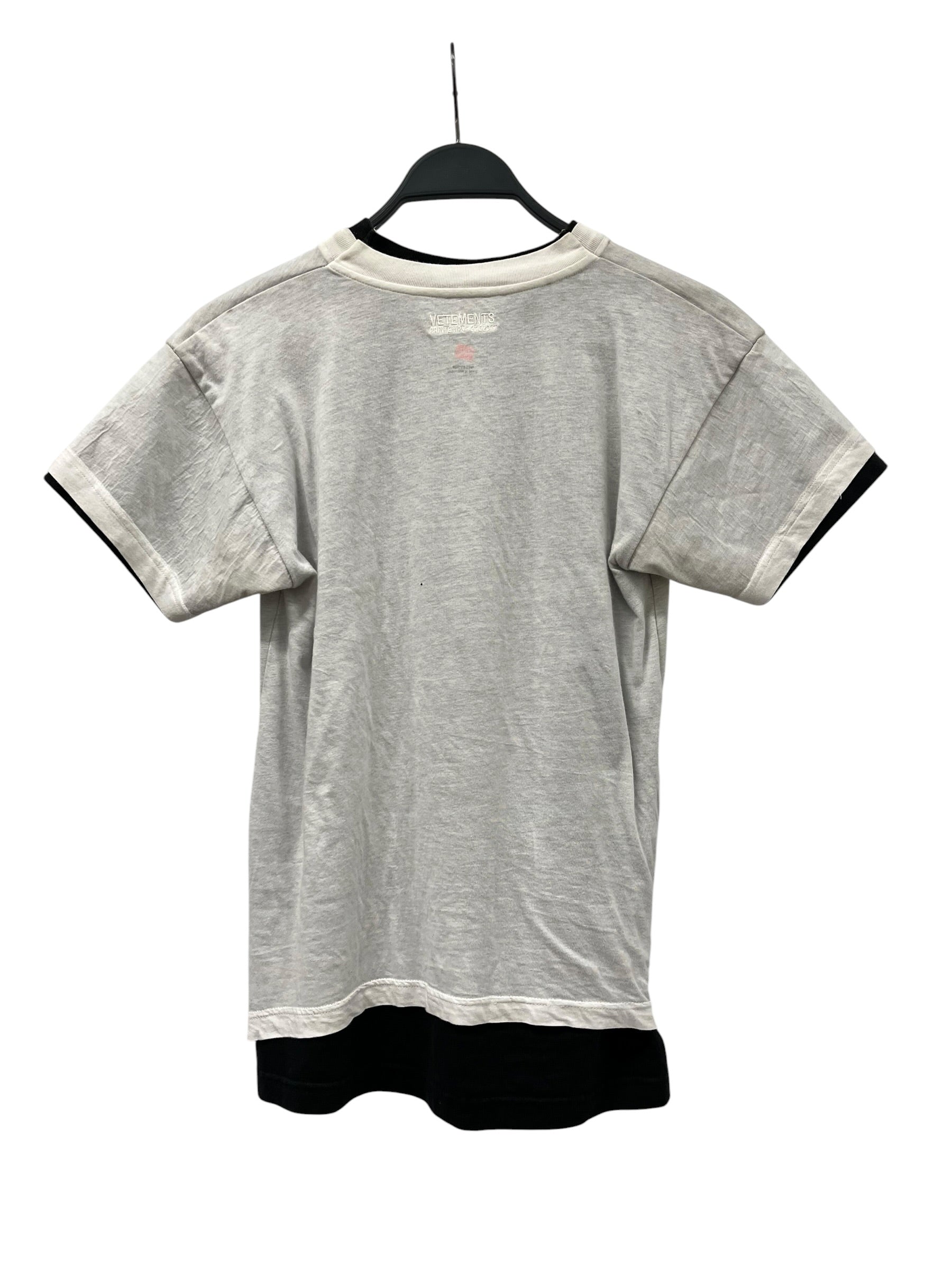 VETEMENTS/Hanes/T-Shirt/S/Cotton/WHT/DOUBLE LAYERED T-SHIRT view 2
