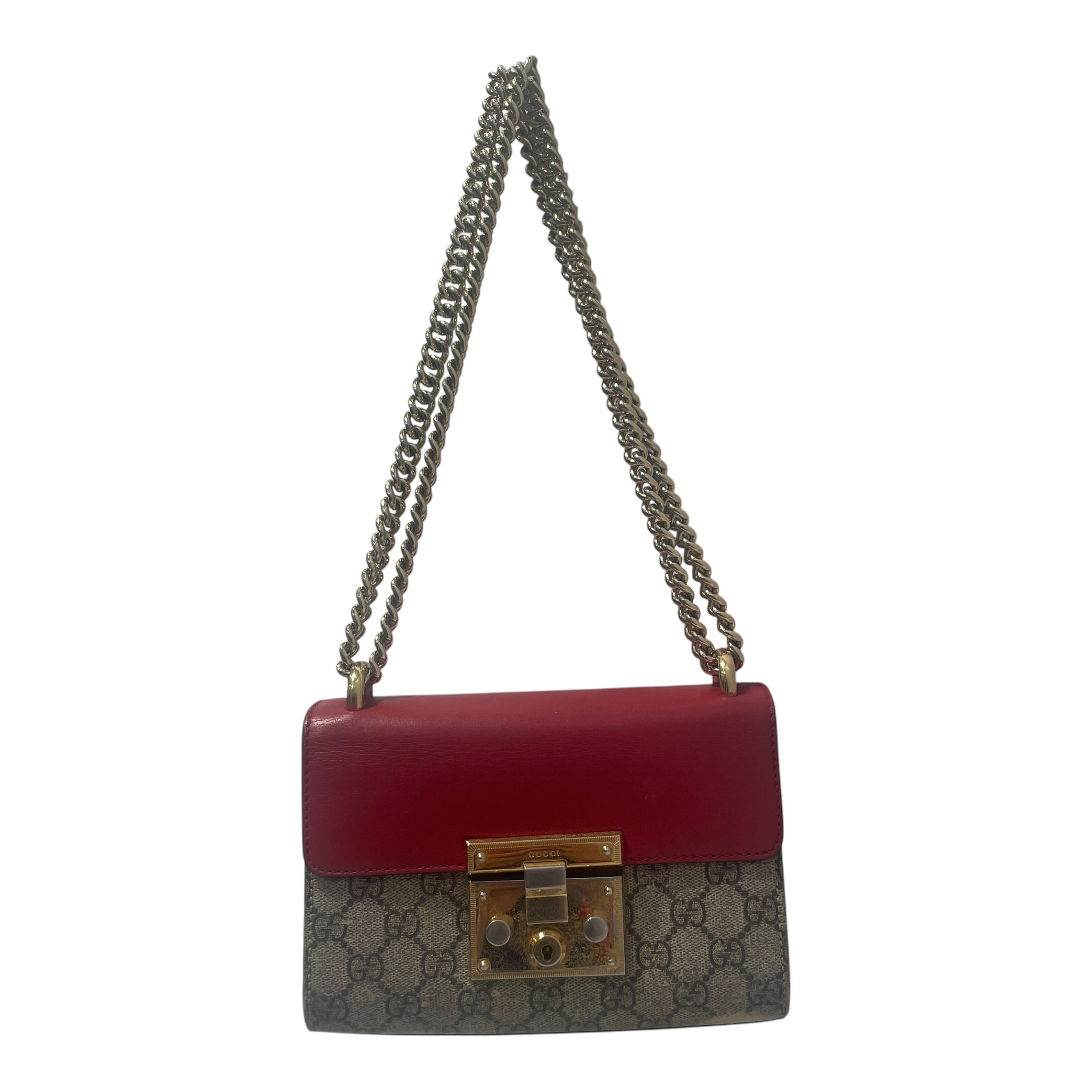GUCCI/Cross Body Bag/Monogram/Leather/RED/Padlock Small GG Supreme Bag view 1