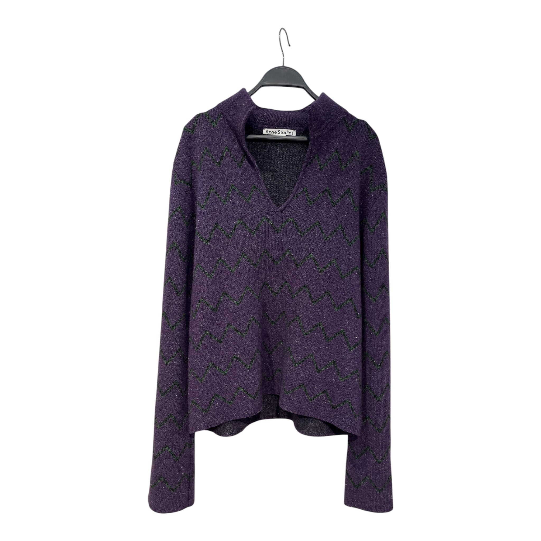 Acne Studios/Sweater/M/Stripe/Wool/PPL/ZIG ZAG V-NECK KNIT view 1