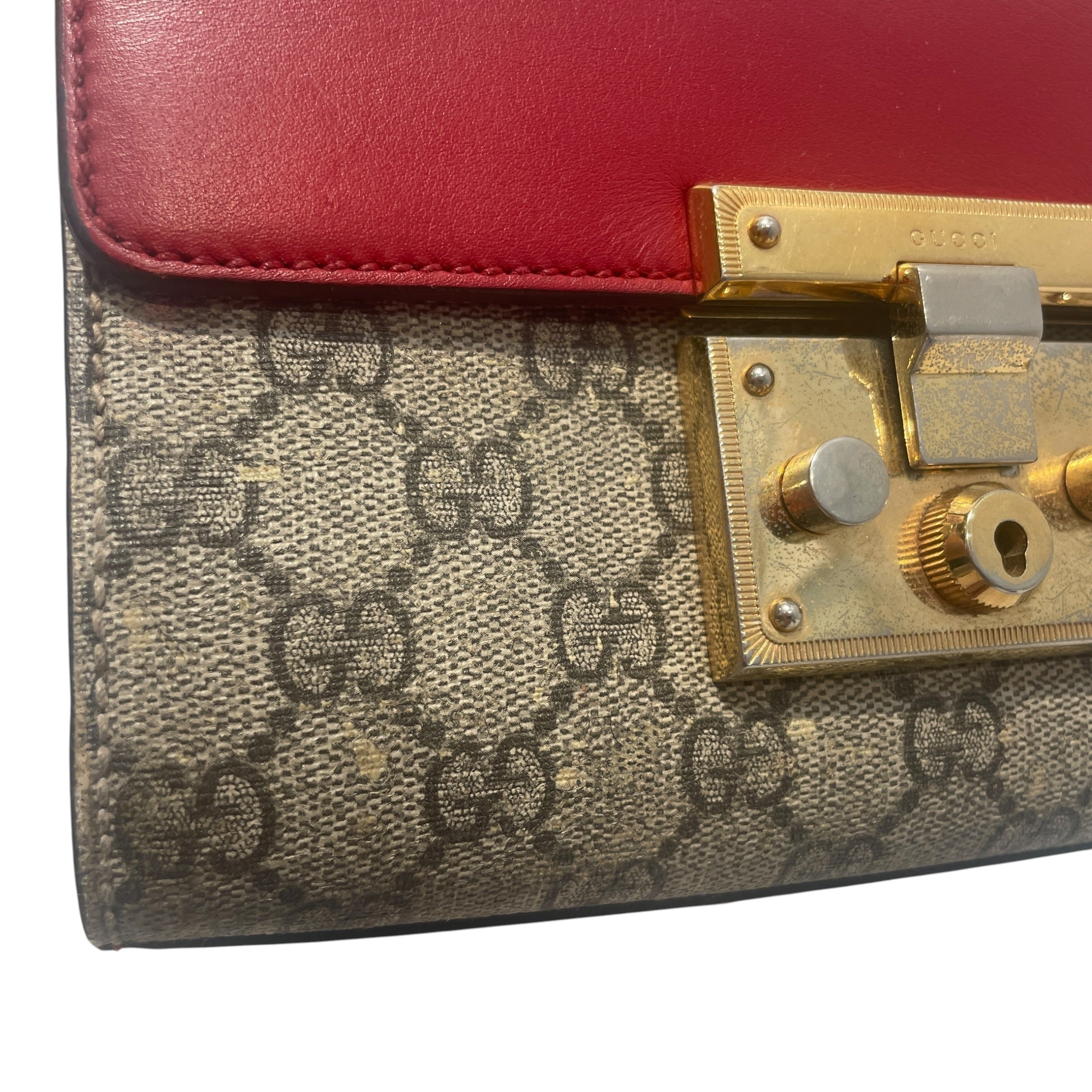 GUCCI/Cross Body Bag/Monogram/Leather/RED/Padlock Small GG Supreme Bag view 6