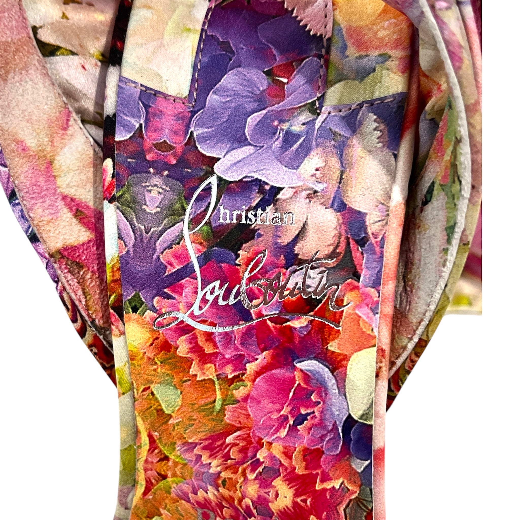 Christian Louboutin/Heels/EU 39/Floral Pattern/PNK/Open-Toe/floral dsn with ankle ribbons view 3