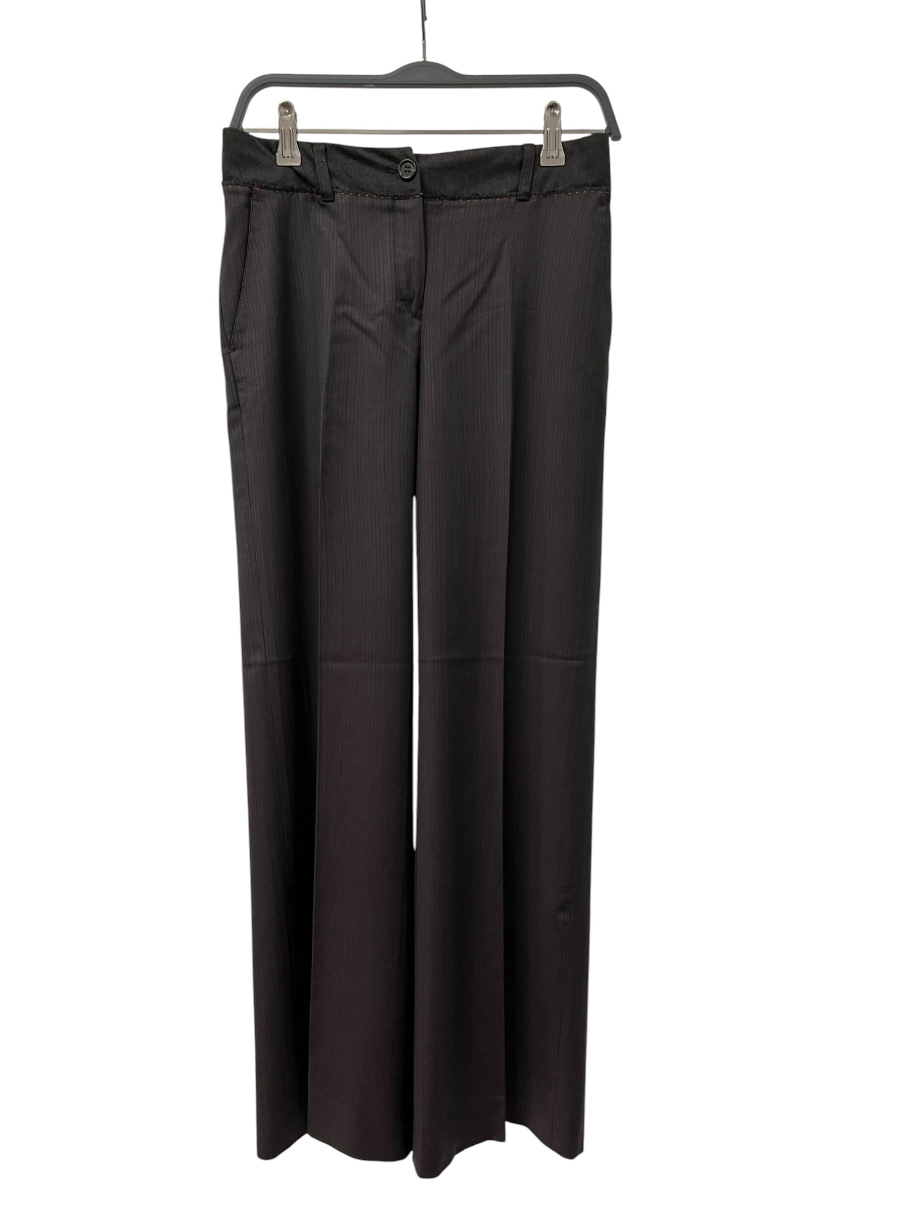 MIU MIU/Straight Pants/38/Stripe/Wool/BRW/RED THREAD TRIM/GREY WAISTBAND view 1
