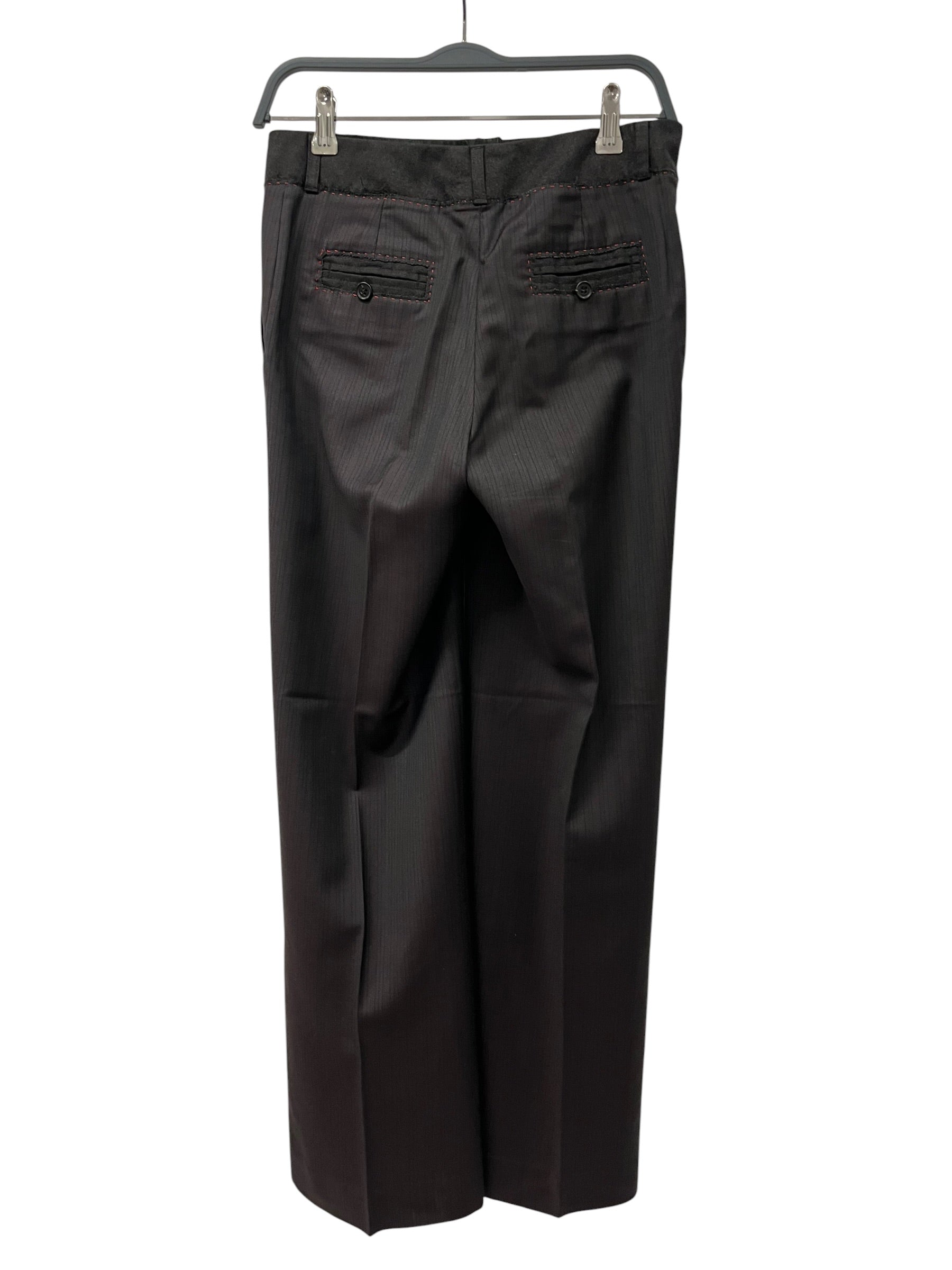 MIU MIU/Straight Pants/38/Stripe/Wool/BRW/RED THREAD TRIM/GREY WAISTBAND view 2