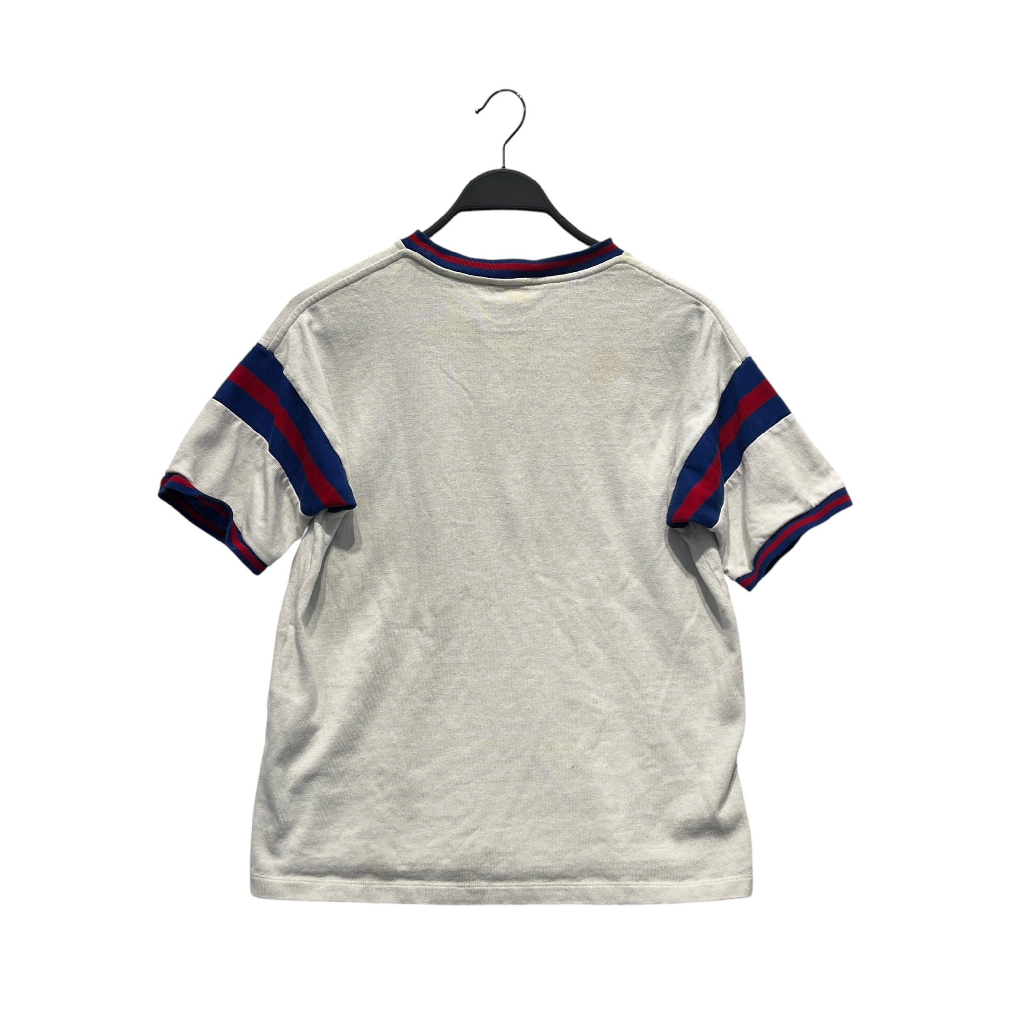 SAINT LAURENT/T-Shirt/S/Cotton/WHT/BLU&RED RING COLLAR LOGO TEE view 2