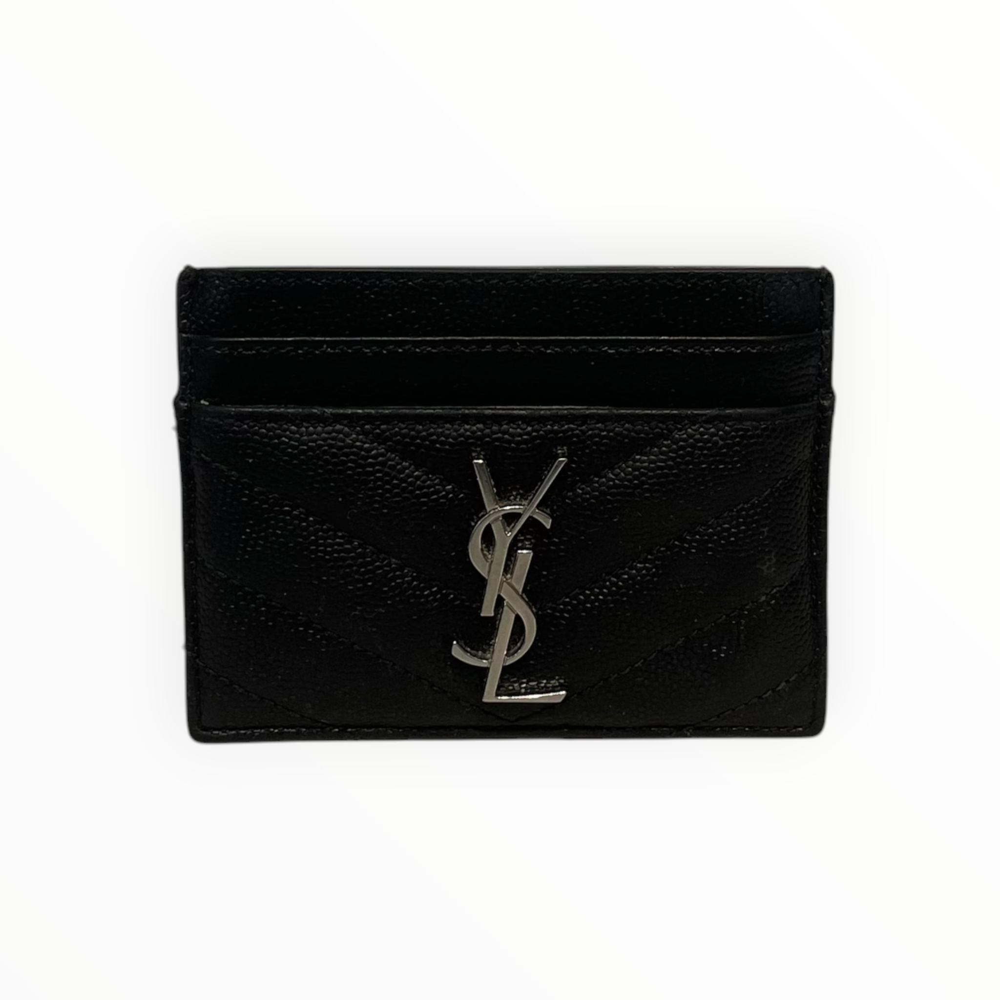 YVES SAINT LAURENT/Wallet/Leather/BLK/M's/metal logo view 1