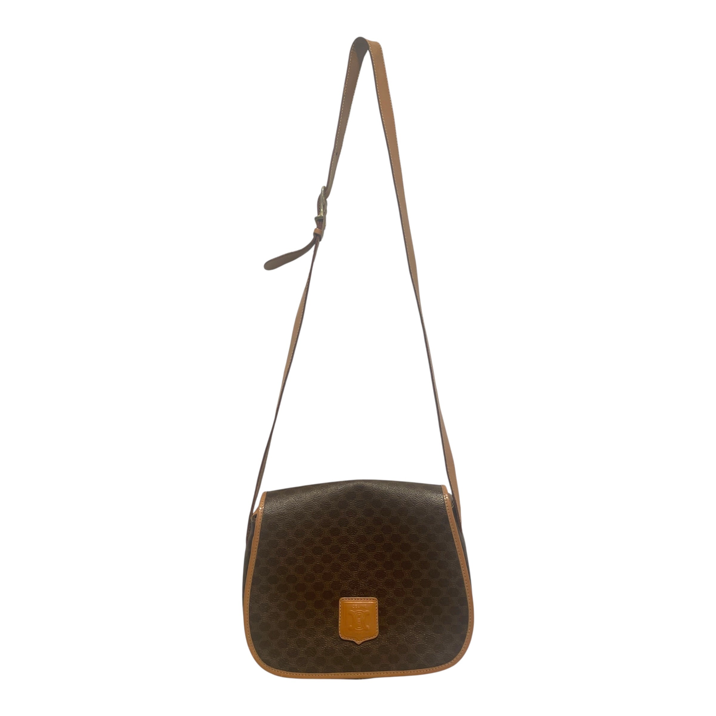 CELINE/Cross Body Bag/Monogram/Leather/BRW/Macadam Monogram Flap Bag view 1