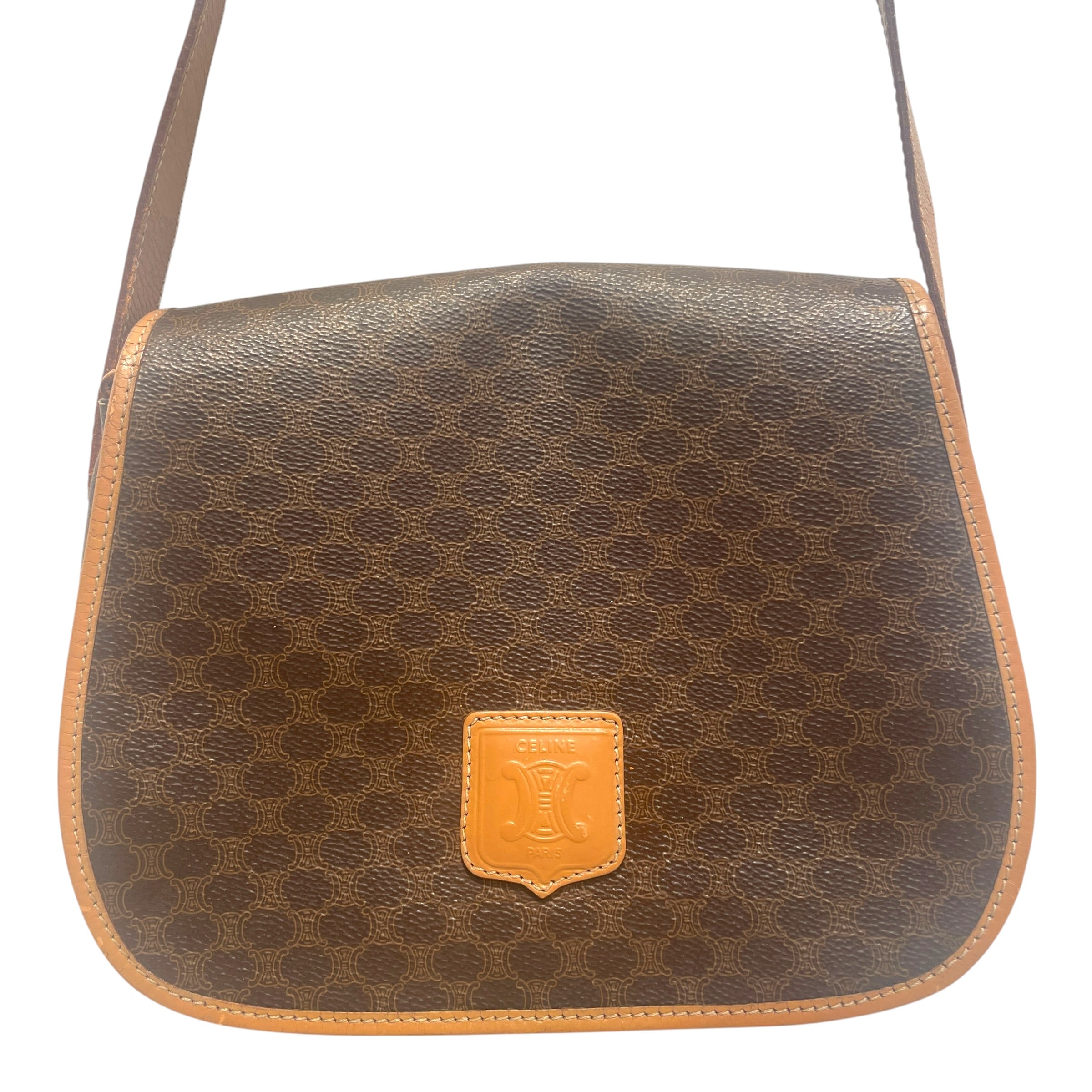 CELINE/Cross Body Bag/Monogram/Leather/BRW/Macadam Monogram Flap Bag view 2