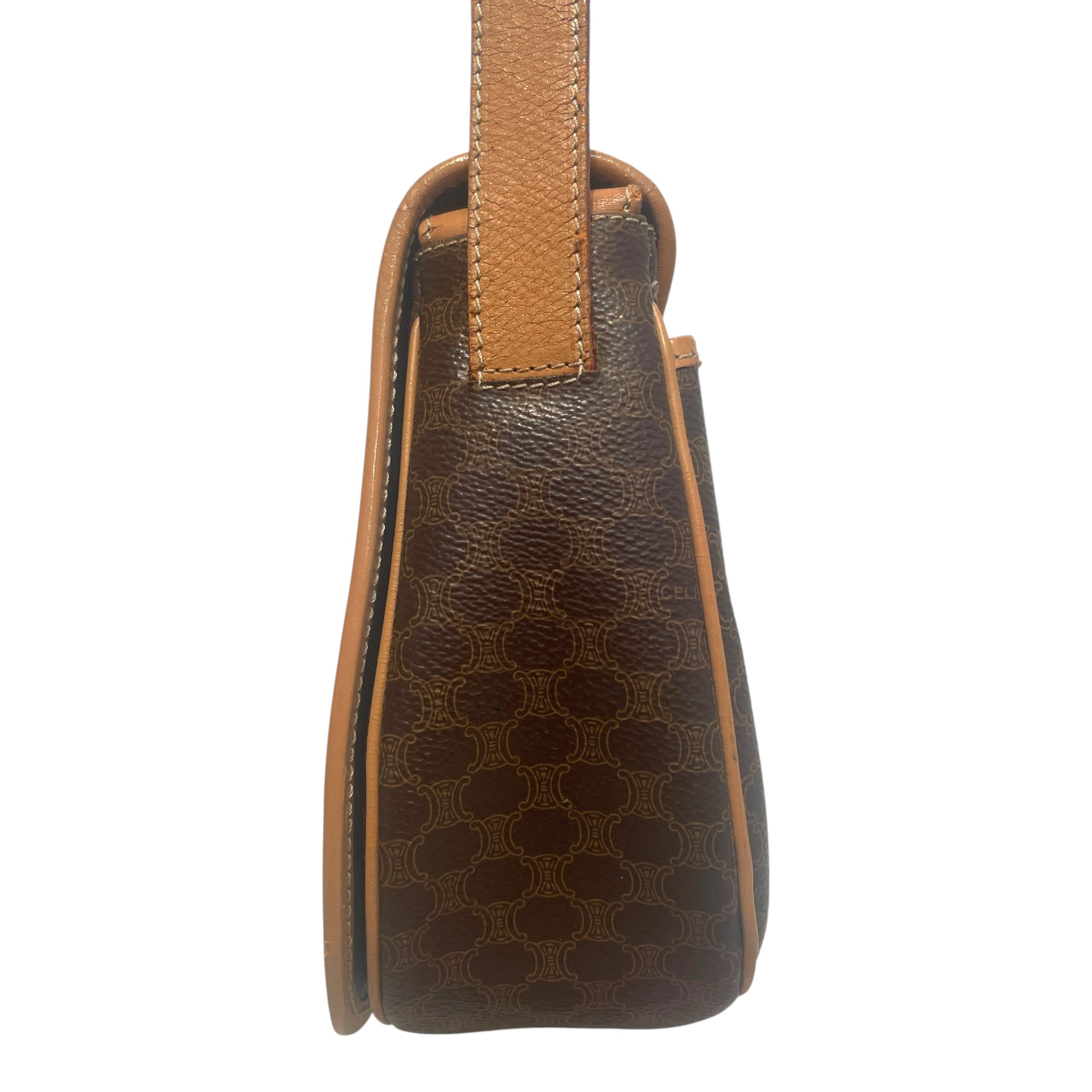 CELINE/Cross Body Bag/Monogram/Leather/BRW/Macadam Monogram Flap Bag view 3
