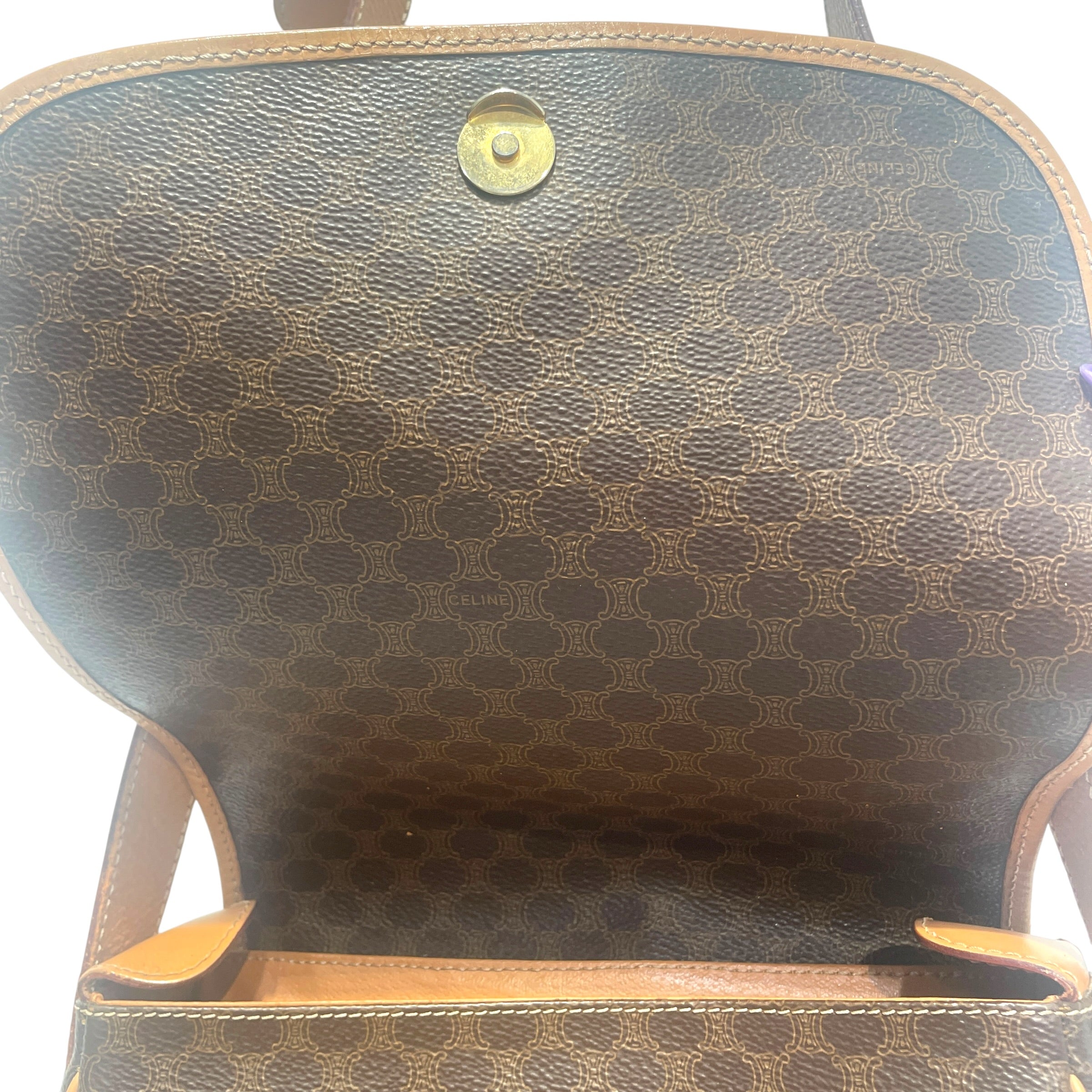 CELINE/Cross Body Bag/Monogram/Leather/BRW/Macadam Monogram Flap Bag view 7