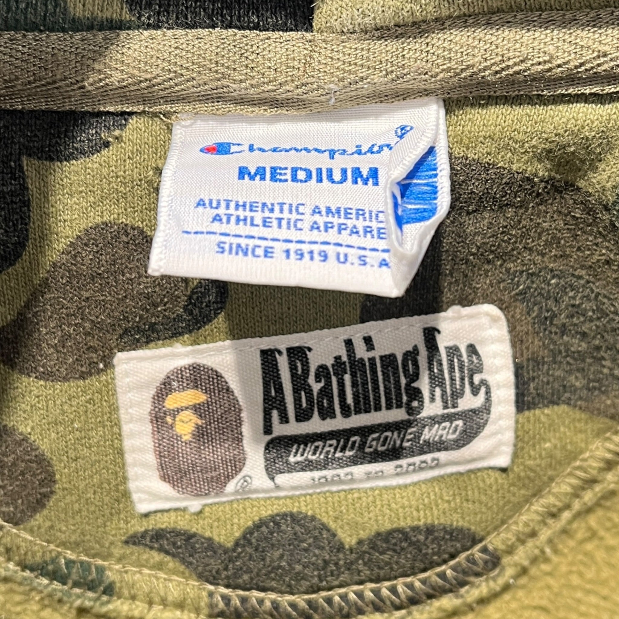 A BATHING APE/Hoodie/M/Camouflage/Cotton/GRN/CHAMPION X BAPE CAMO LOGO view 3