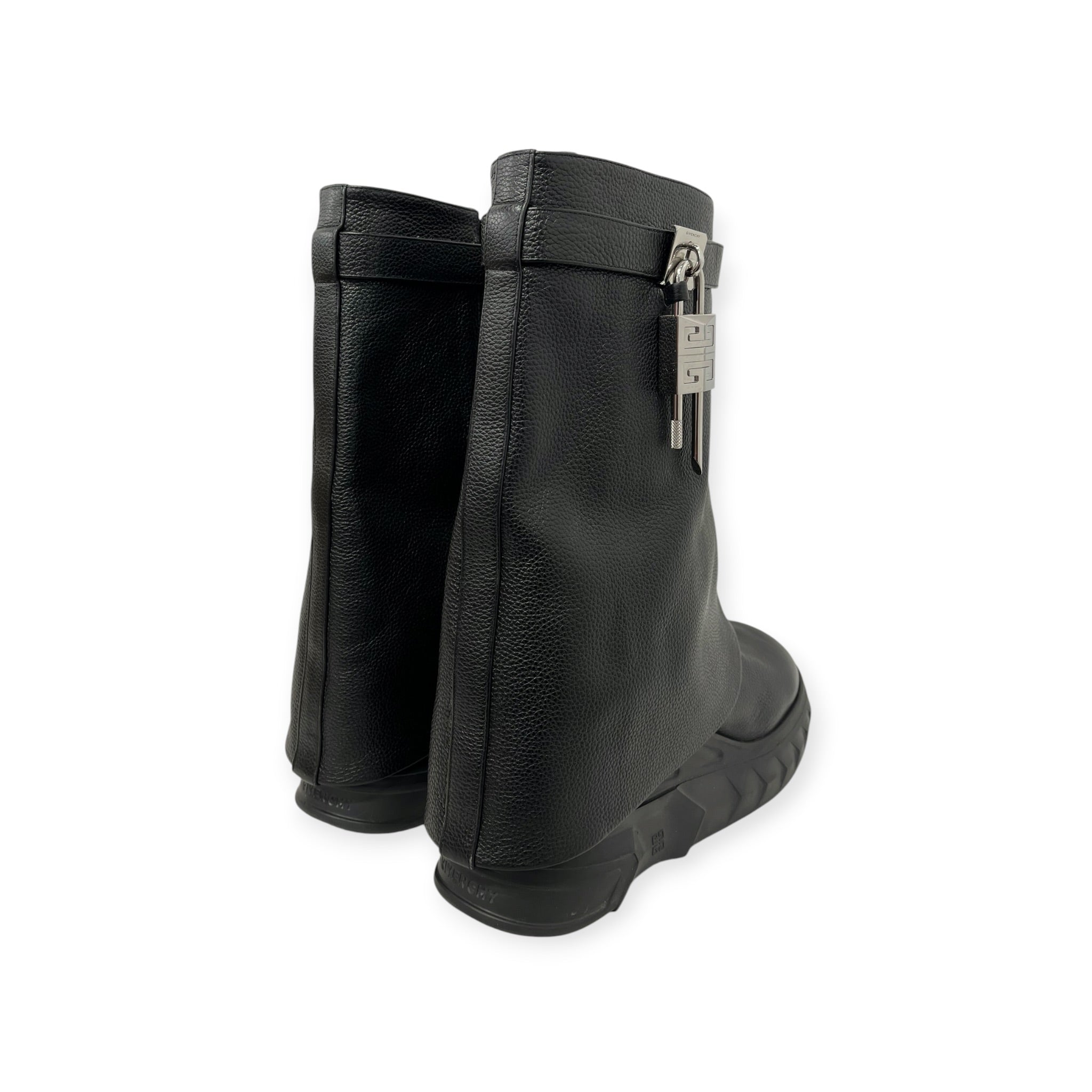 GIVENCHY/Boots/EU 42/Leather/BLK/Side Zip/ather moto boots silver lock view 5