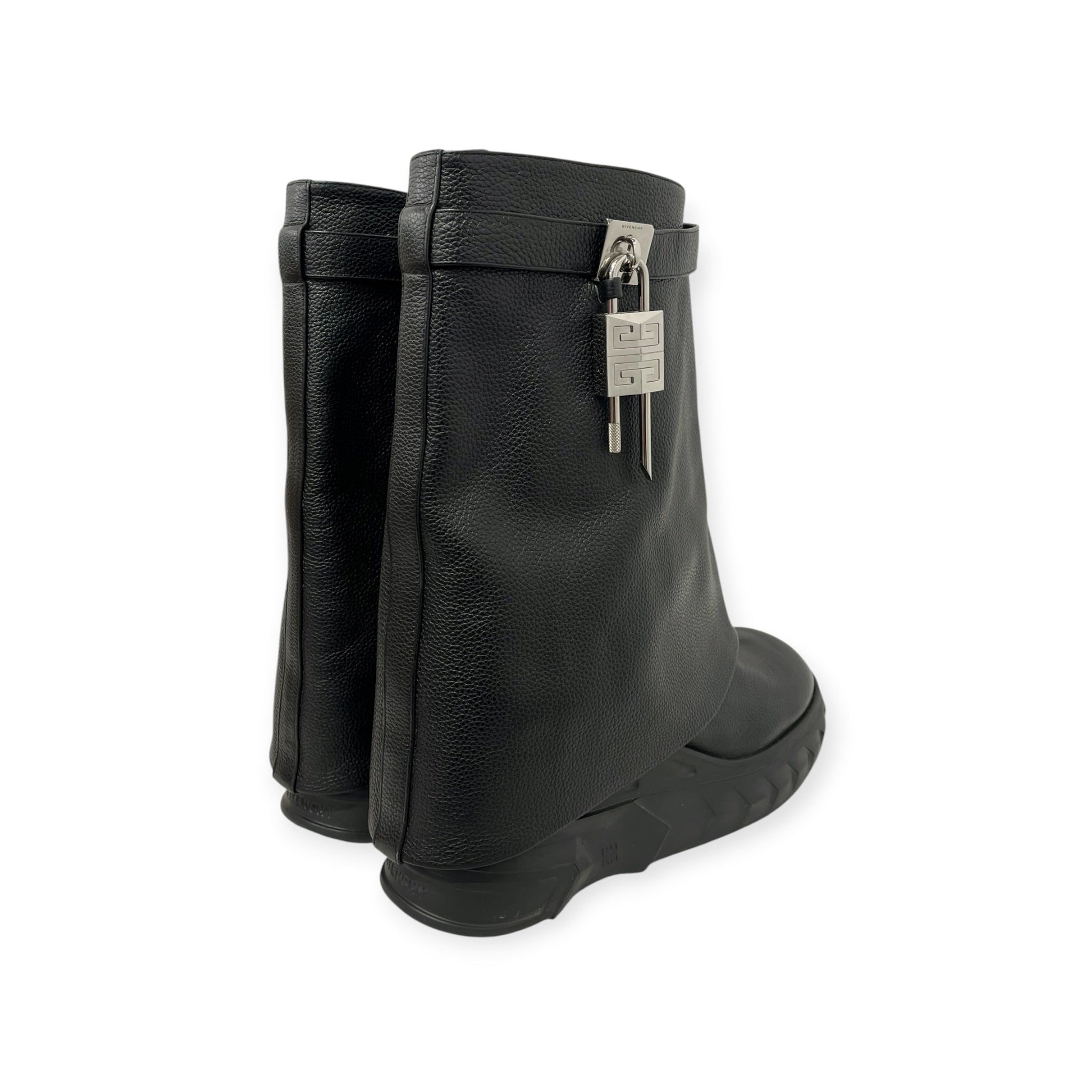 GIVENCHY/Boots/EU 42/Leather/BLK/Side Zip/ather moto boots silver lock view 6