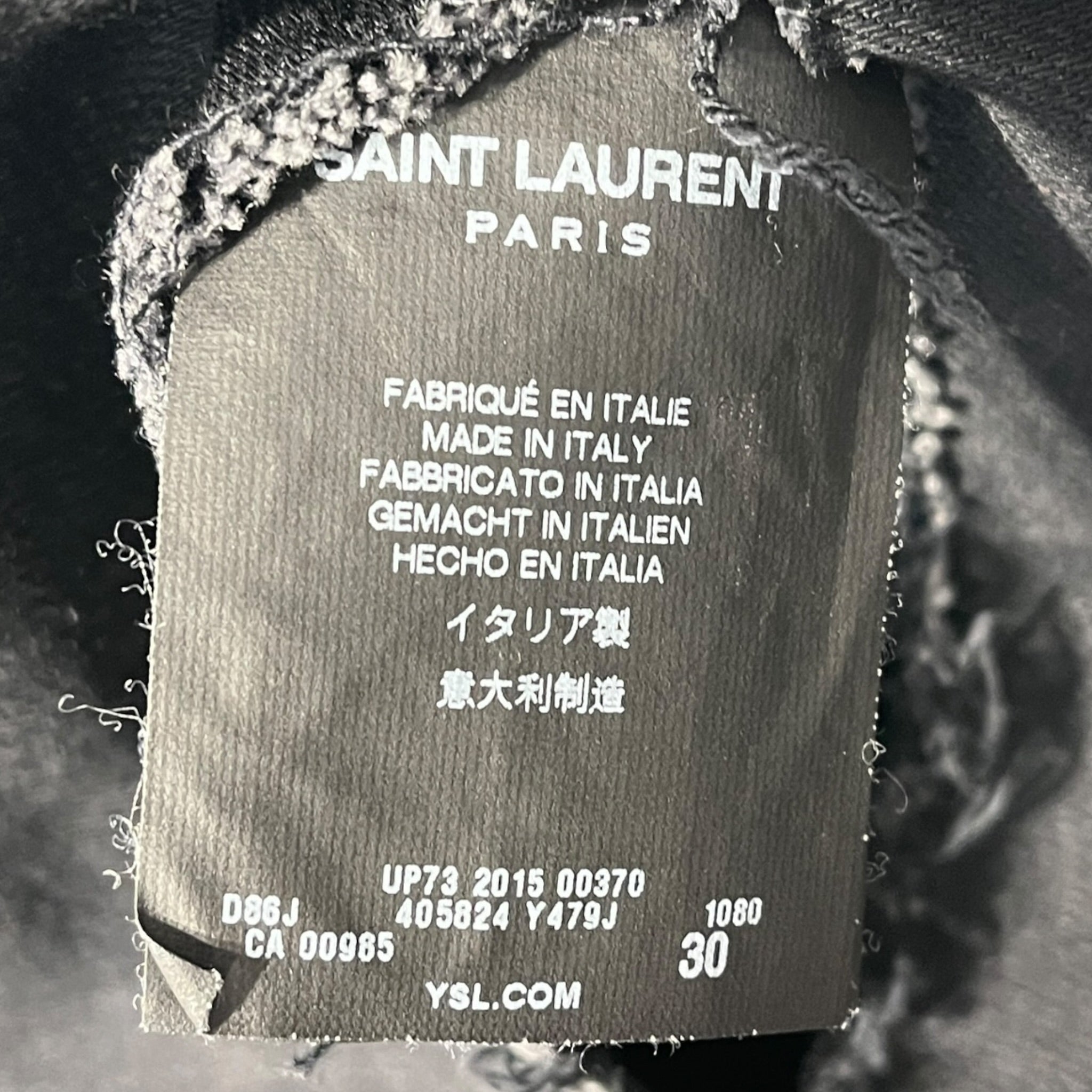 YVES SAINT LAURENT/Skinny Pants/30/Denim/BLK/Distressed/CRASH 2015 DENIM view 4