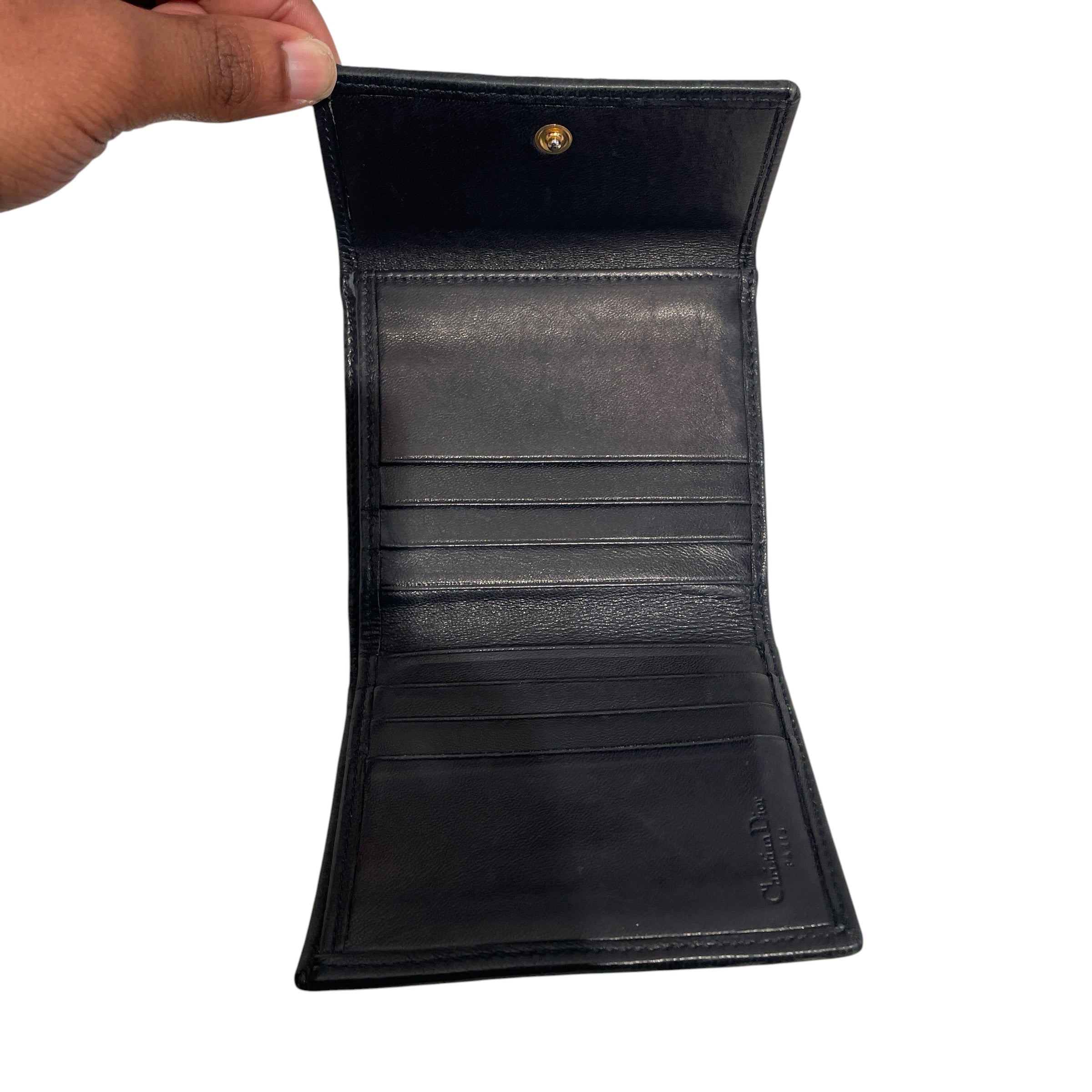 Christian Dior/Vintage/Trifold Wallet/Monogram/Cotton/NVY/Trotter Trifold Wallet view 4