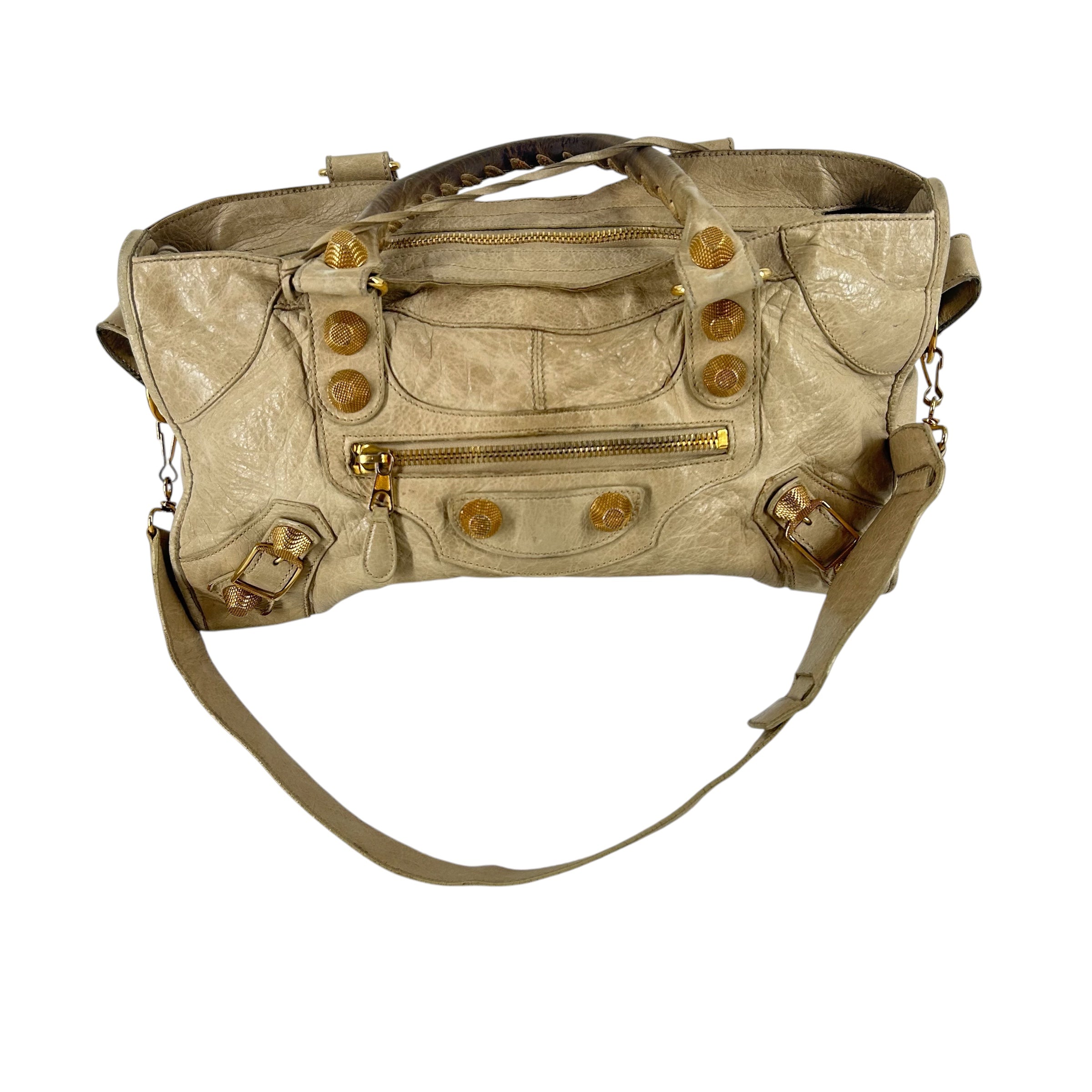 BALENCIAGA/Cross Body Bag/Leather/CRM/CITY BAG GOLD HARDWARE view 1