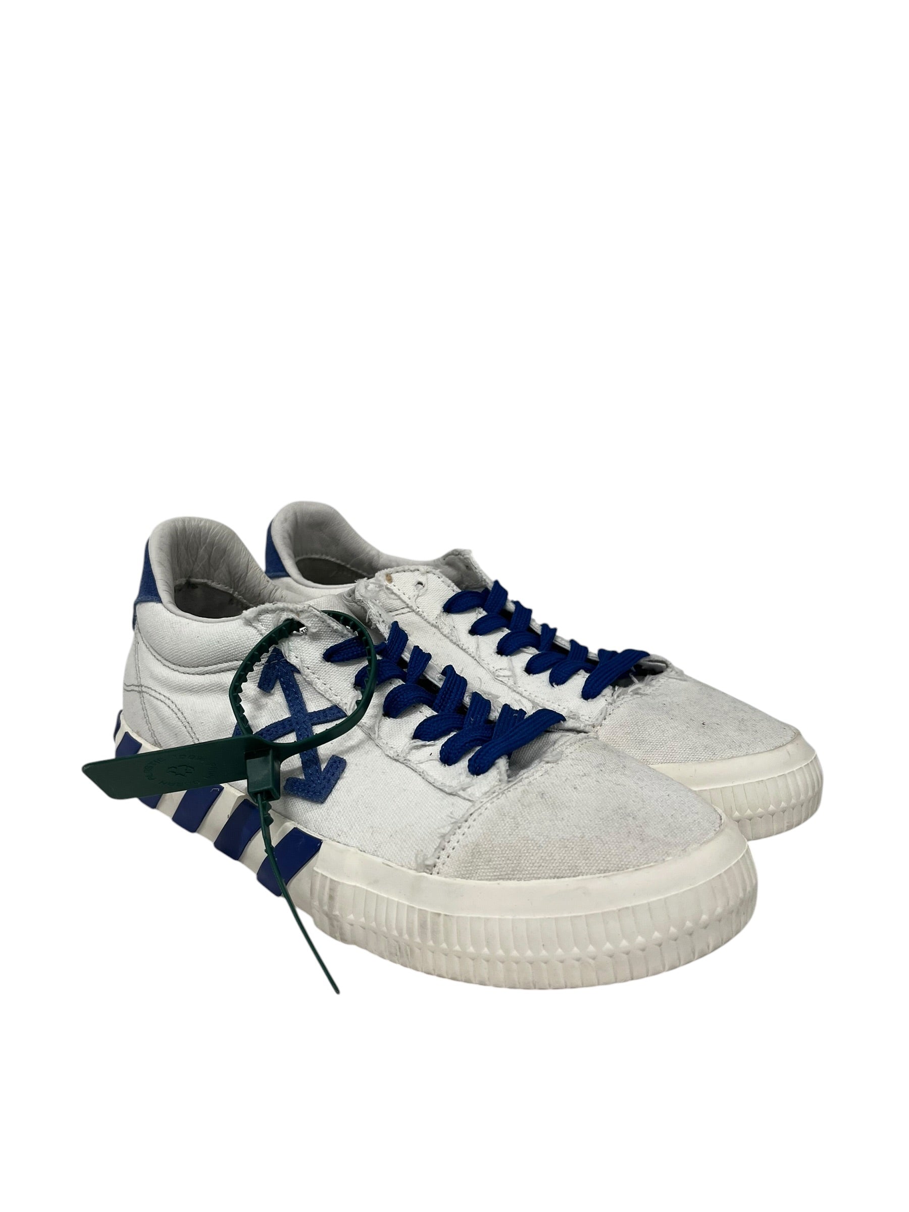 OFF-WHITE/Low-Sneakers/EU 41/Stripe/Cotton/WHT/VULCANIZED SNEAKER BLUE LACE view 1