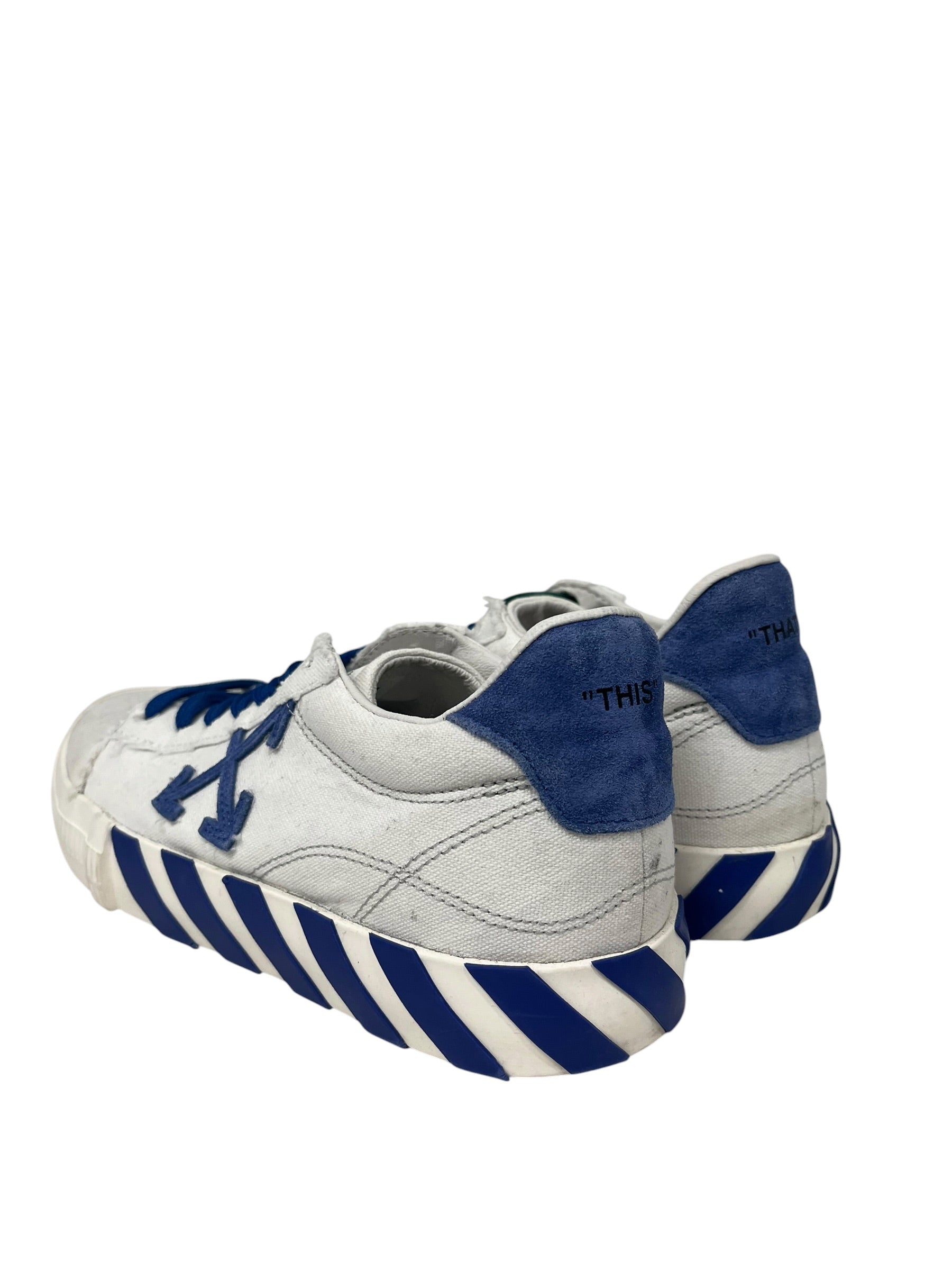 OFF-WHITE/Low-Sneakers/EU 41/Stripe/Cotton/WHT/VULCANIZED SNEAKER BLUE LACE view 2