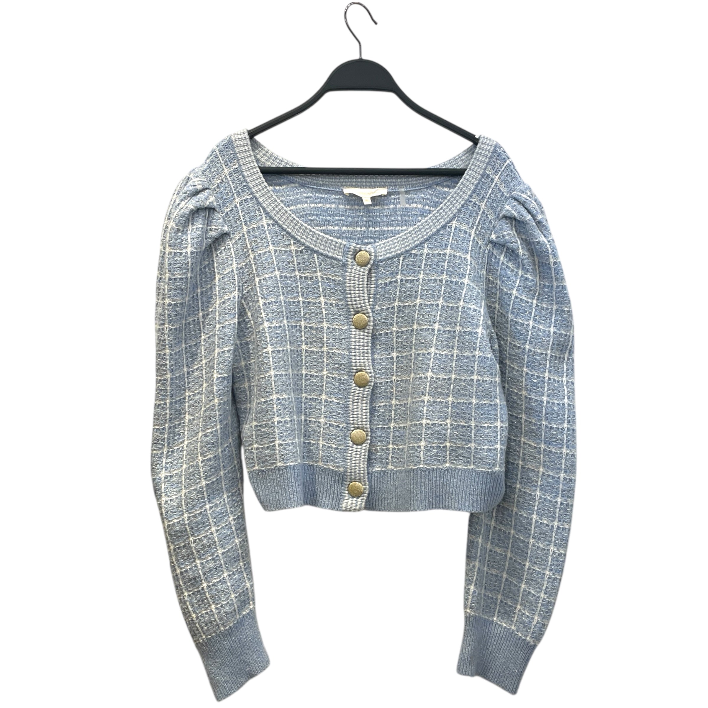 LoveShackFancy/Cardigan/XL/Plaid/Cotton/BLU/gold accents view 1