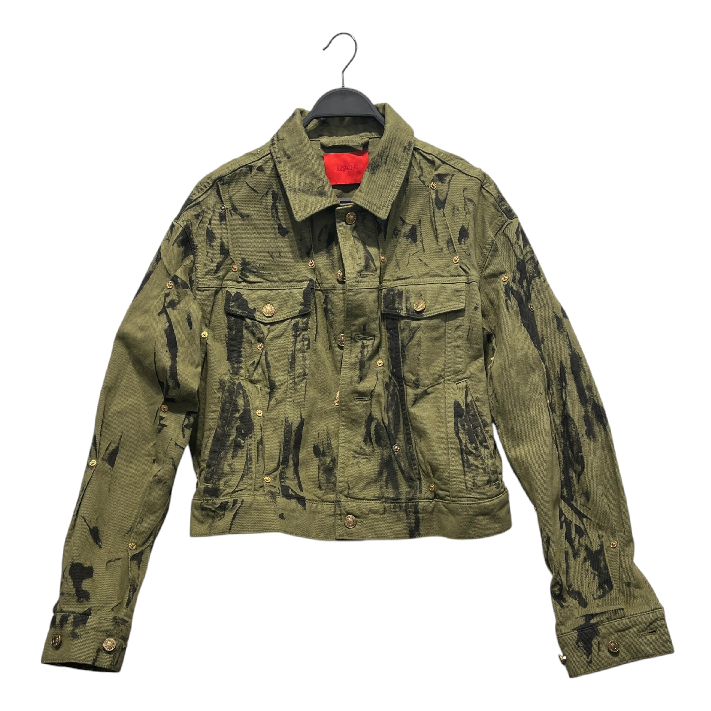 KUSIKOHC/Denim Jkt/S/Cotton/GRN/BLACK&OLIVE DISTRESS.DENIM JKT view 1