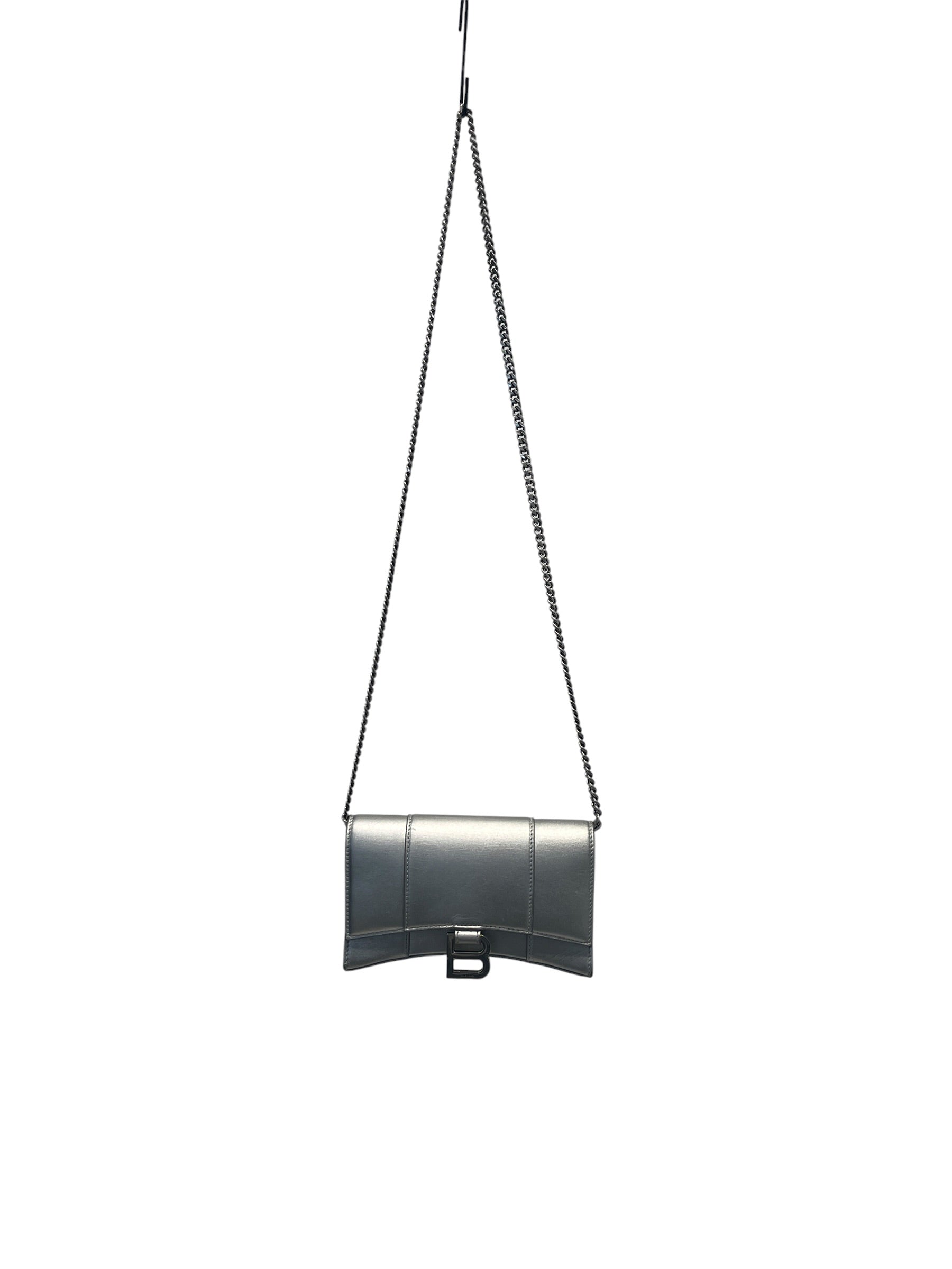 BALENCIAGA/Cross Body Bag/Leather/SLV/SILVER HOURGLASS view 1