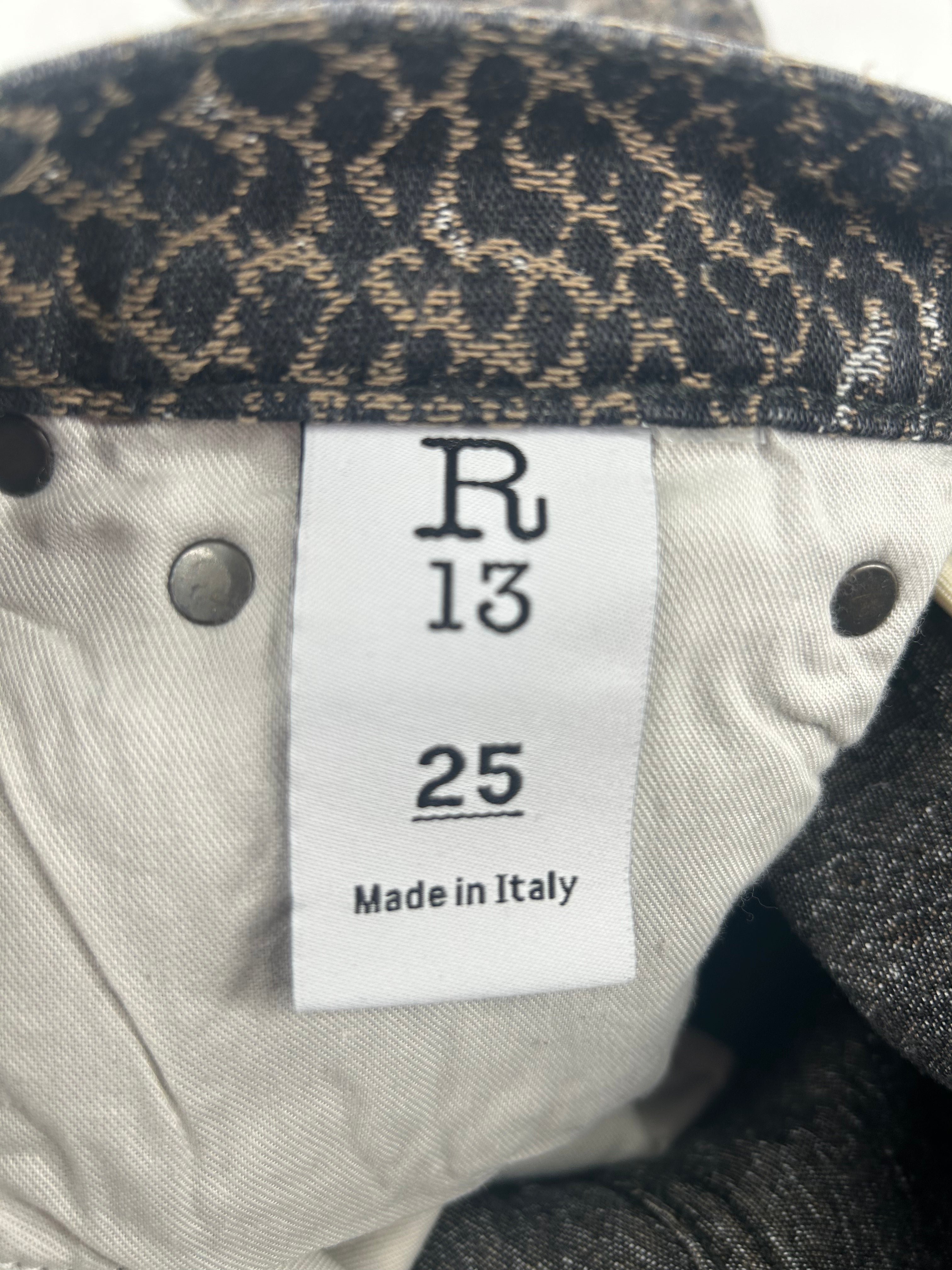 R13/Cropped Pants/25/All Over Print/Cotton/NVY/tailored drop, snake jacquard view 3