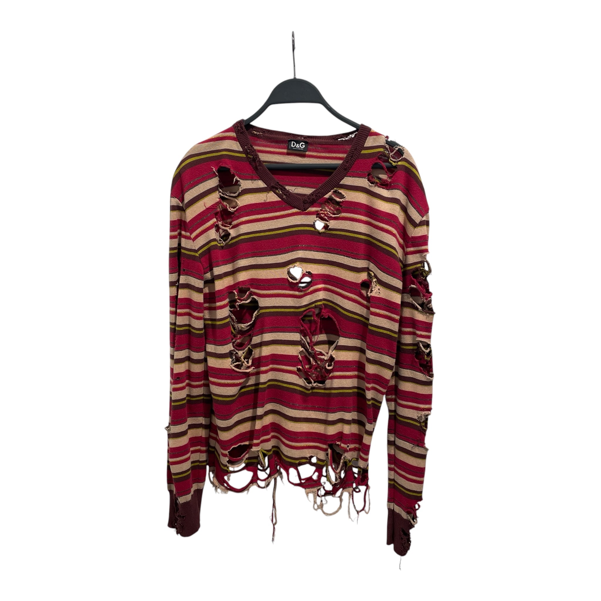 DOLCE&GABBANA/LS T-Shirt/M/Stripe/Cotton/MLT/DISSTRESSED LS view 1