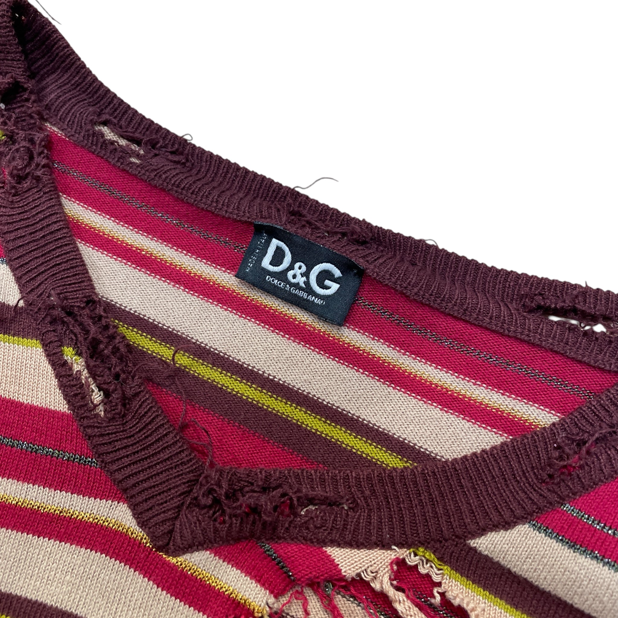 DOLCE&GABBANA/LS T-Shirt/M/Stripe/Cotton/MLT/DISSTRESSED LS view 3