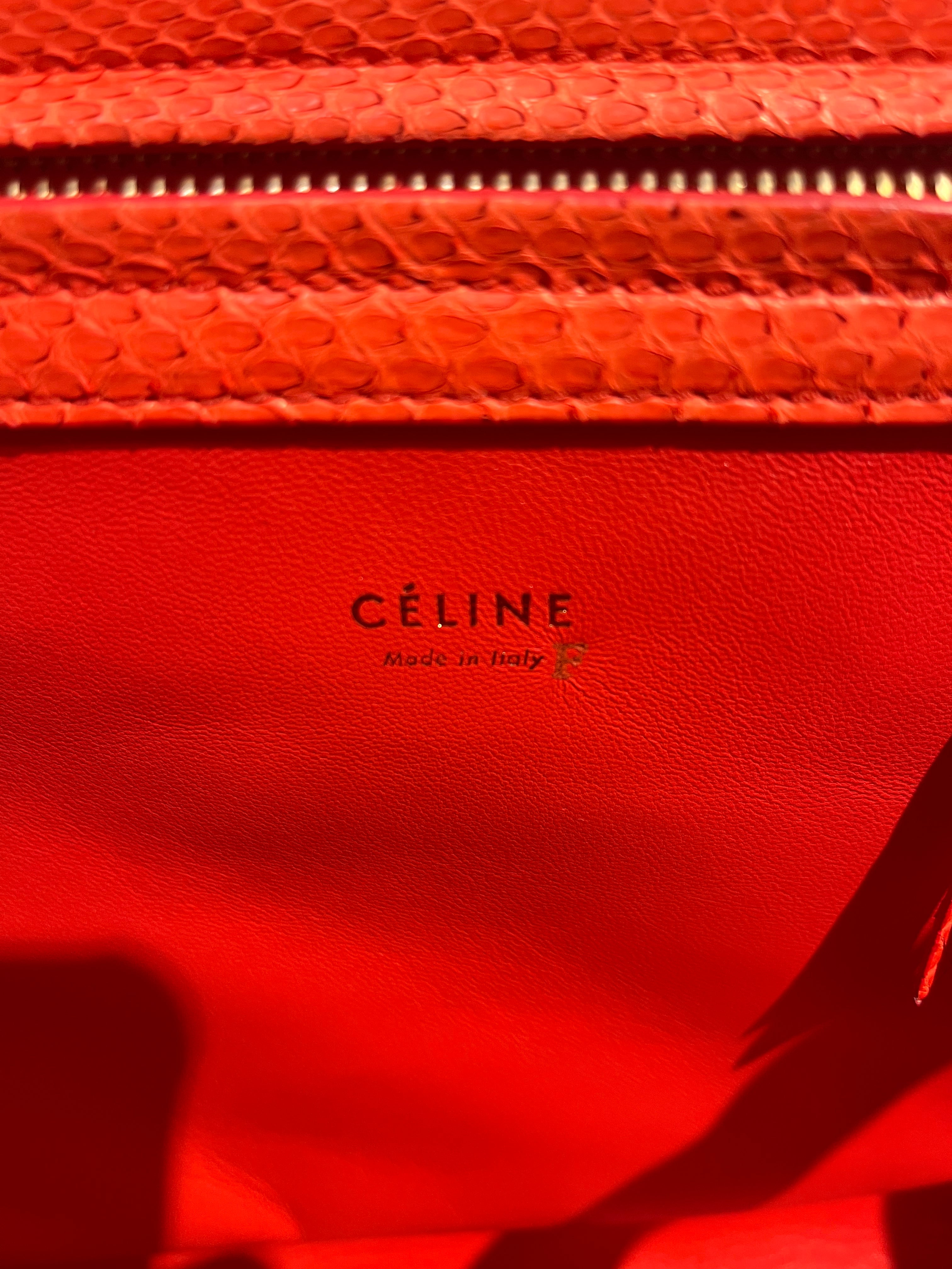 CELINE/Tote Bag/Leather/RED/SNAKESKIN LUGGAGE BAG view 4
