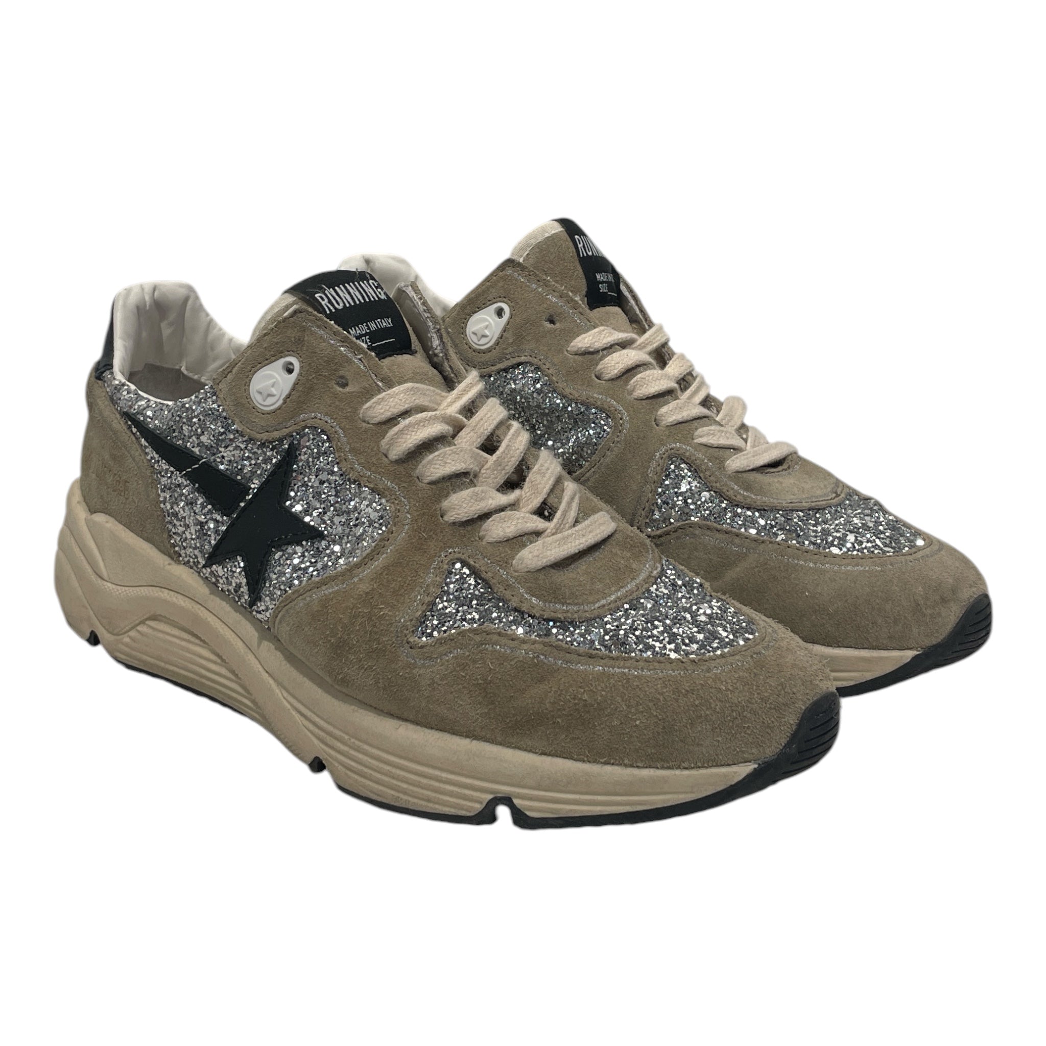 GOLDEN GOOSE/Low-Sneakers/EU 40/Suede/GRY/glitter running view 1