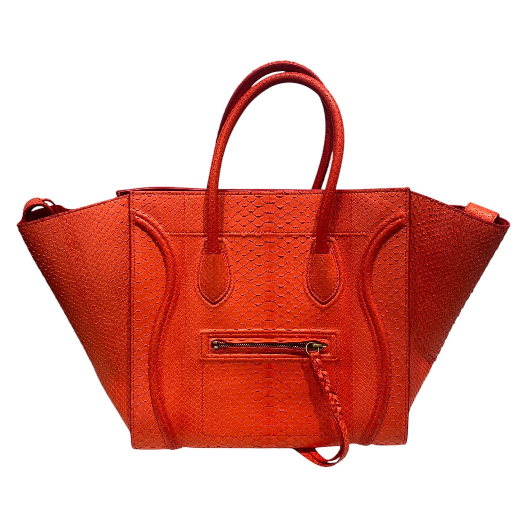 CELINE/Tote Bag/Leather/RED/SNAKESKIN LUGGAGE BAG view 1