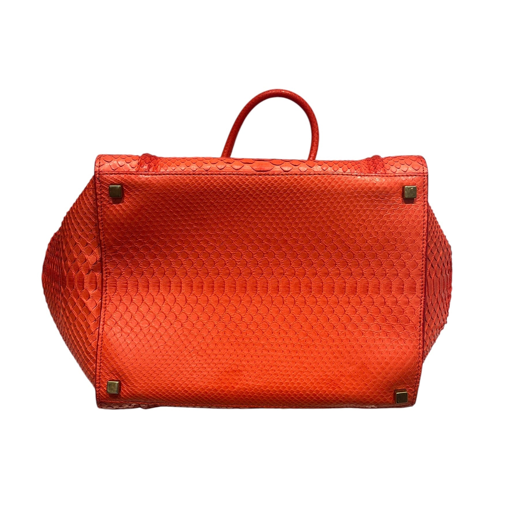CELINE/Tote Bag/Leather/RED/SNAKESKIN LUGGAGE BAG view 2