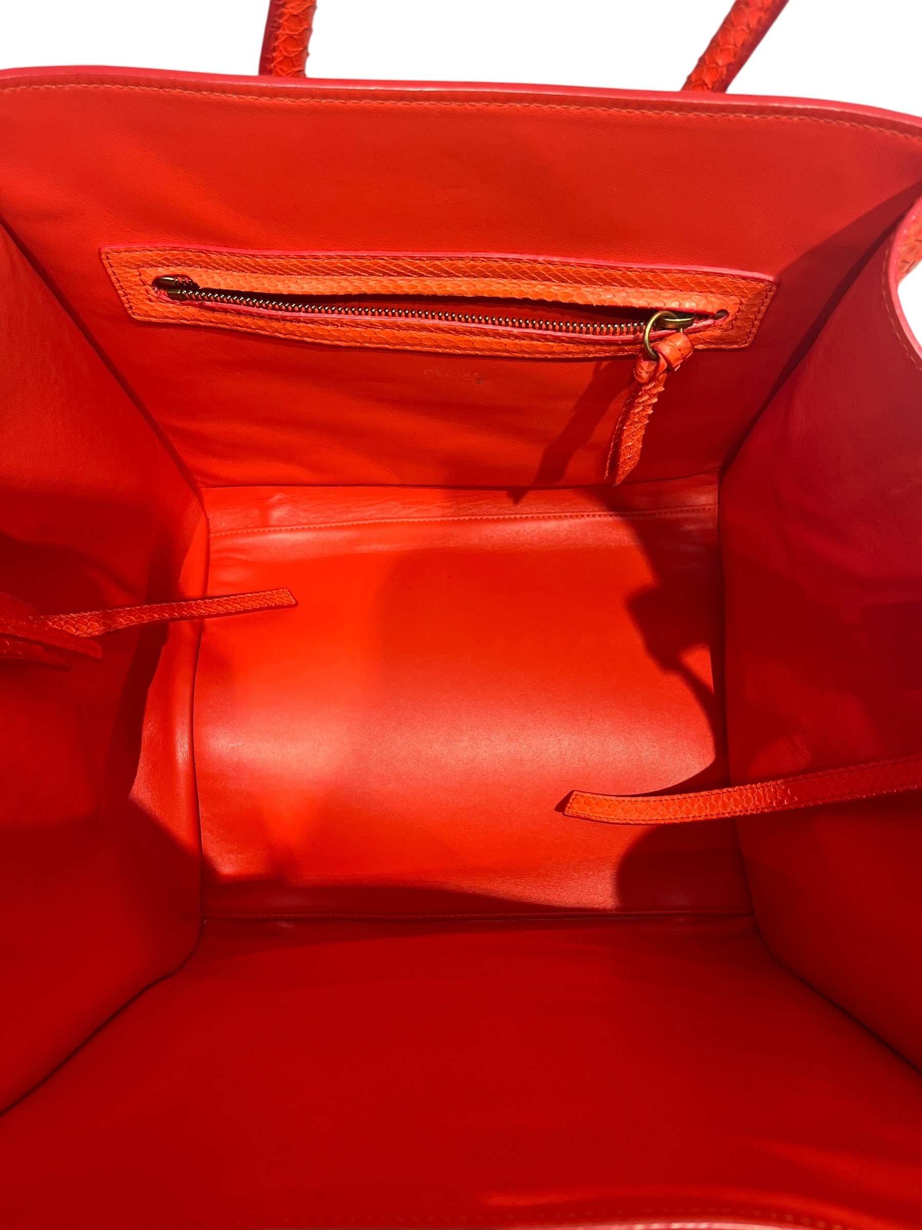 CELINE/Tote Bag/Leather/RED/SNAKESKIN LUGGAGE BAG view 3